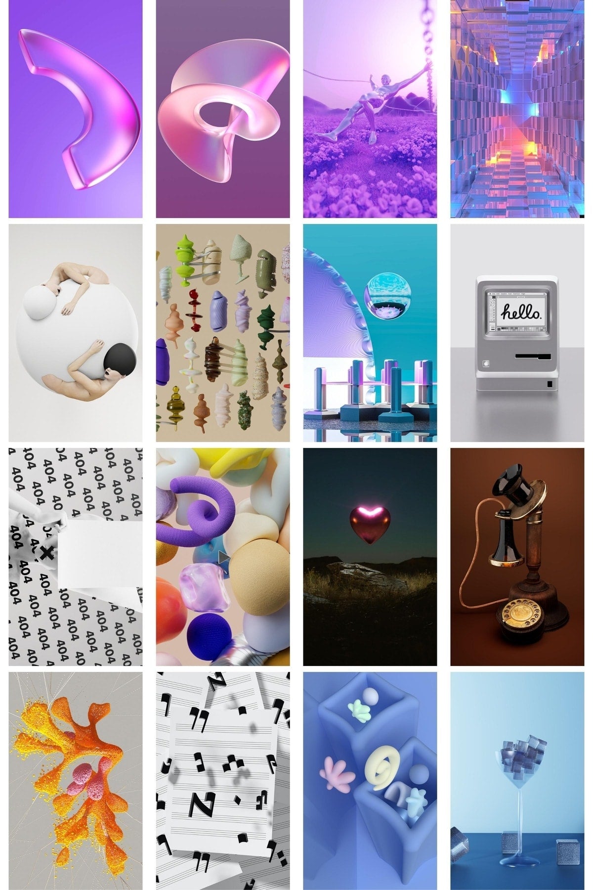 3d Illüstrasyon Poster Seti - Kolaj Seti - Stiker Bant Hediyeli - 40 Adet 10cm*15cm - Kutulu Set