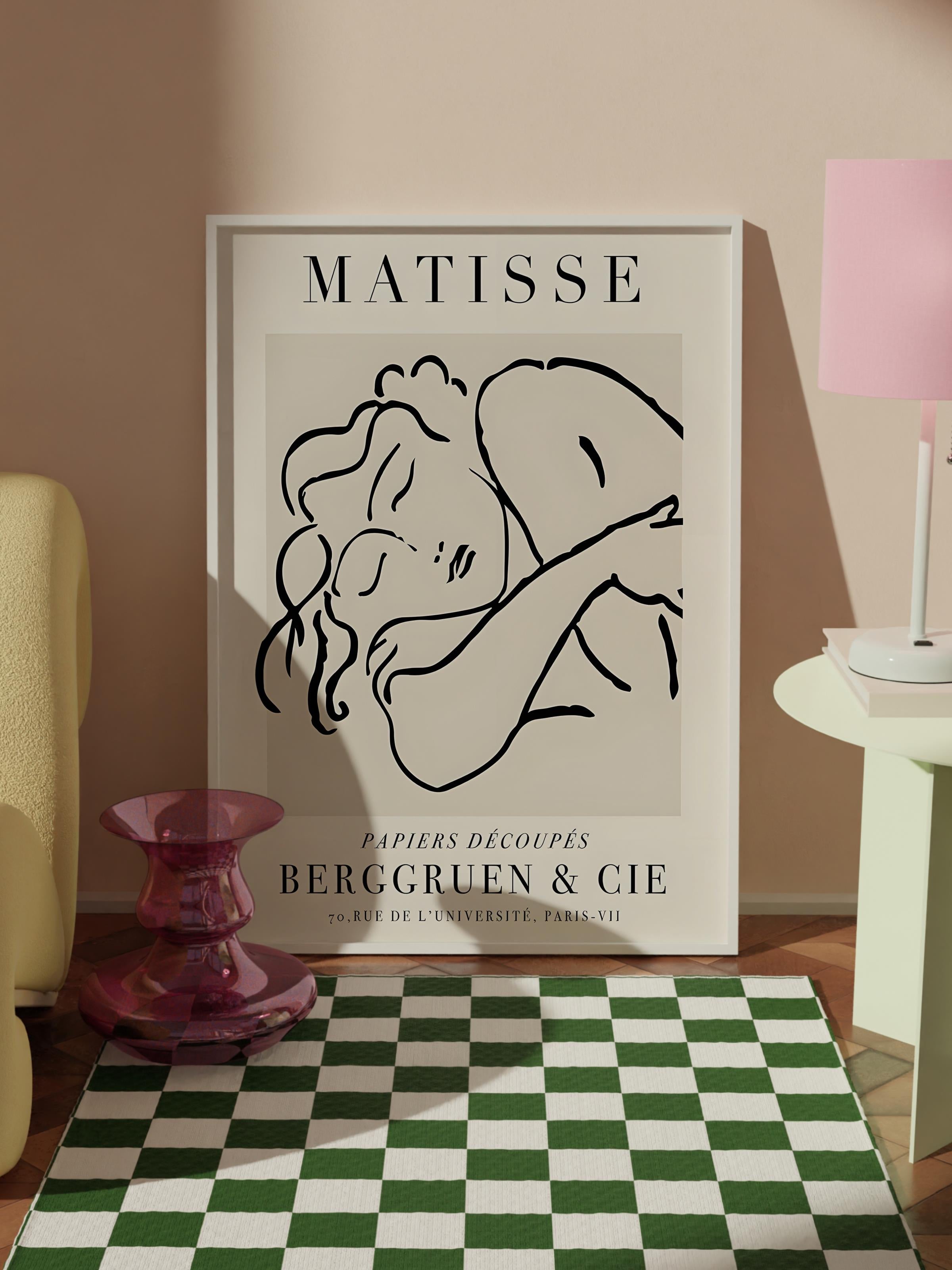 Bej Modern Tablo Seti, 3 Adet Beyaz Çerçeve ve Poster, Motivasyon ve Matisse Duvar Dekoru