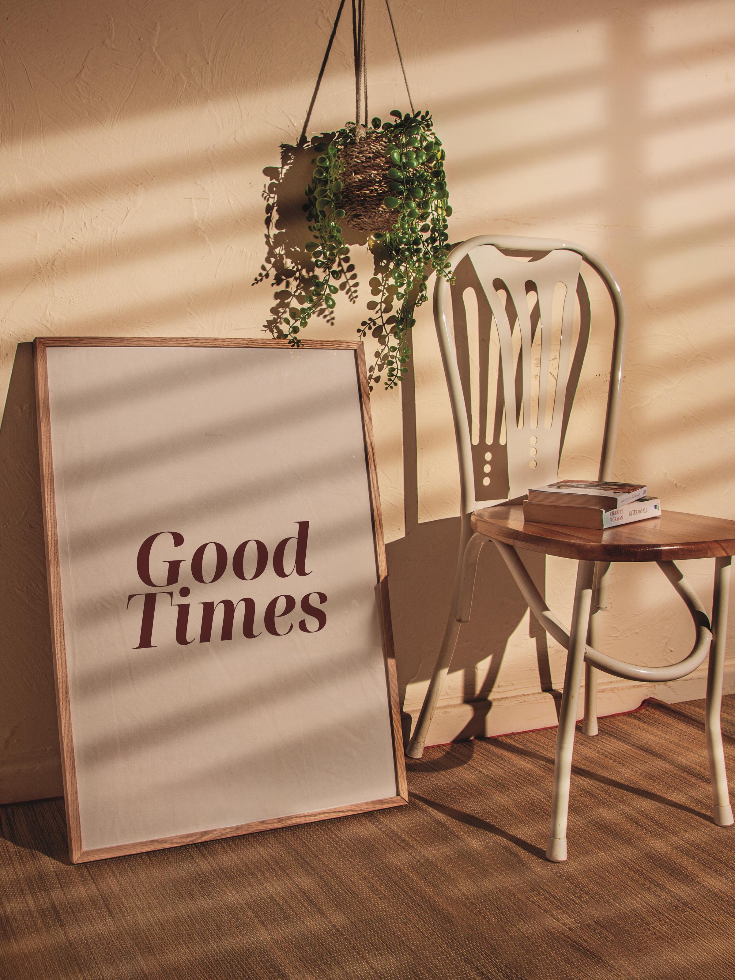 Soft Bej Tablo Seti, 3 Adet Ahşap Çerçeve ve Poster - Sonsuzluk, Amore ve Good Times Duvar Dekoru