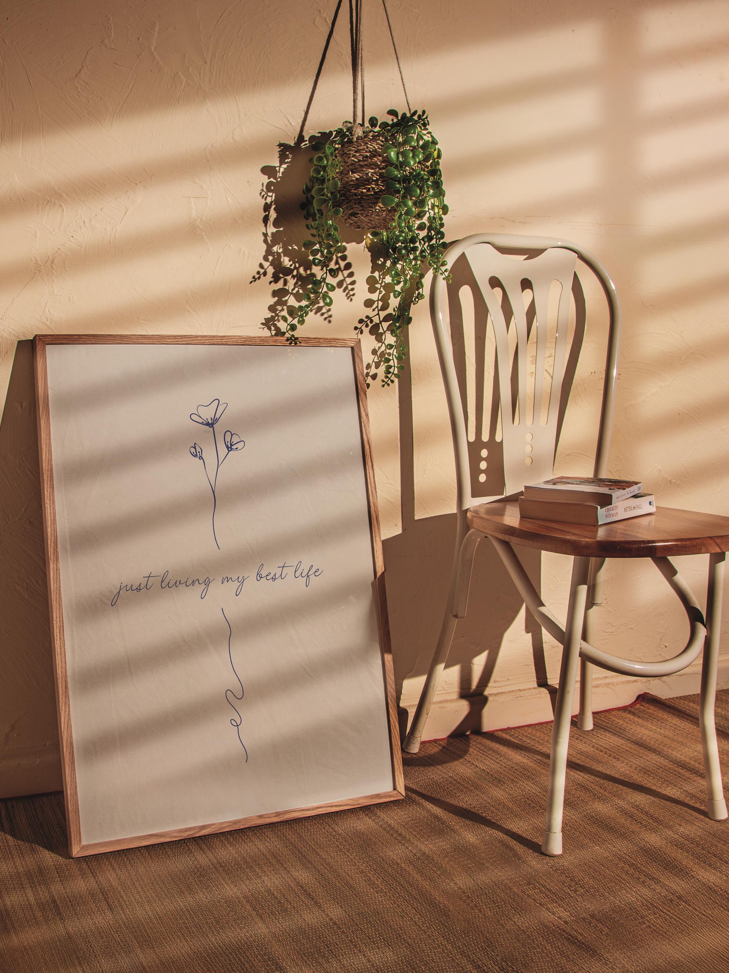 Soft Mavi Tablo Seti, 3 Adet Ahşap Çerçeve ve Poster - Yatak Odası, Mutfak, Salon Duvar Dekoru