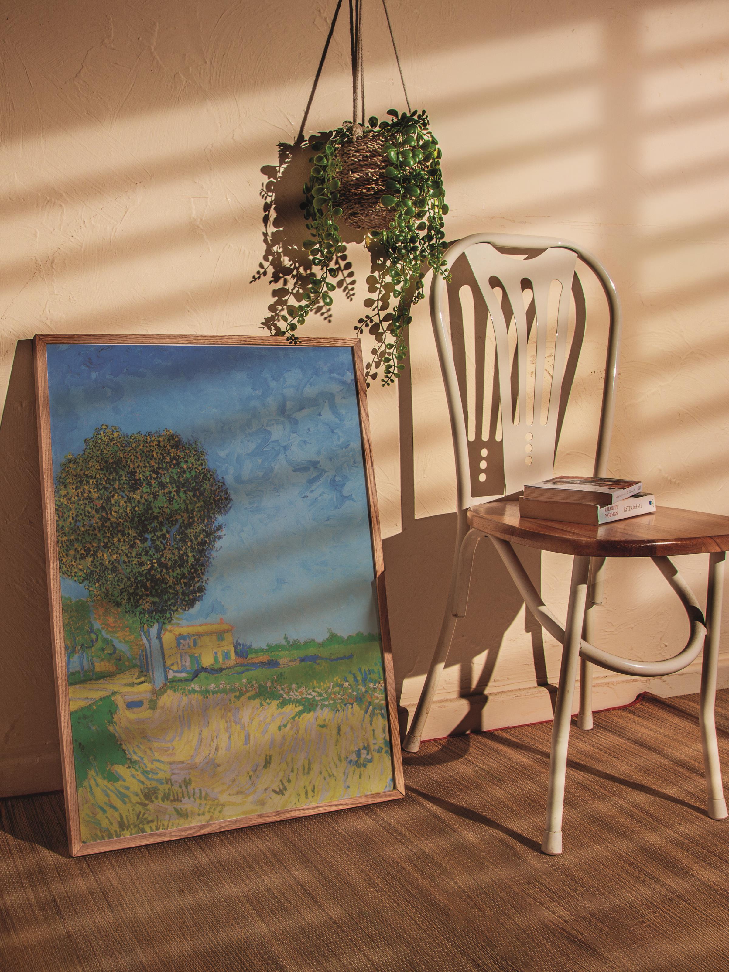 Van Gogh Tablo Seti, 3 Adet Ahşap Çerçeve ve Sanat Serisi Poster - Yatak Odası, Mutfak, Salon Dekoru