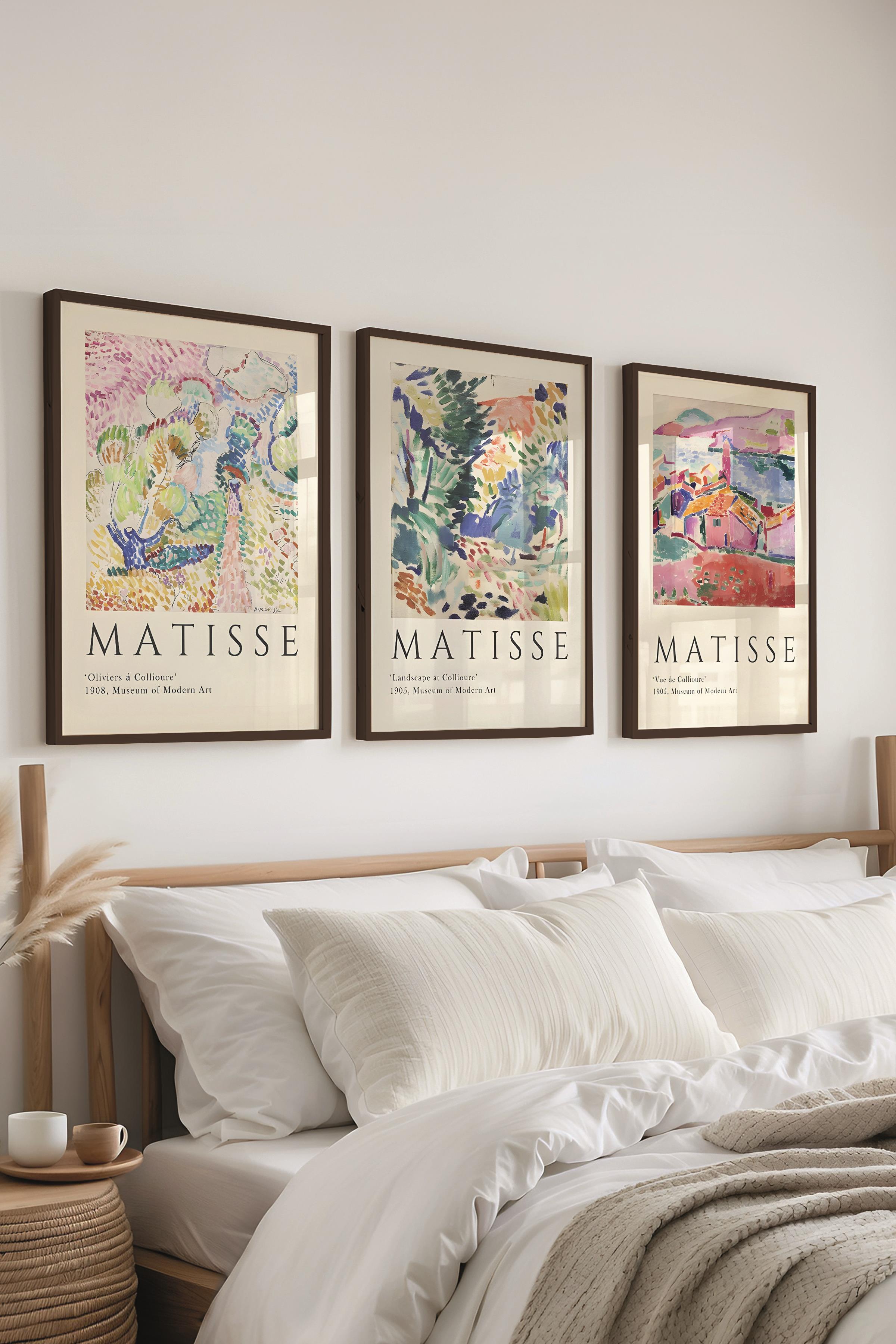 Matisse Tablo Seti, 3 Adet Siyah Çerçeve ve Sanat Serisi Poster - Yatak Odası, Mutfak, Salon Dekoru