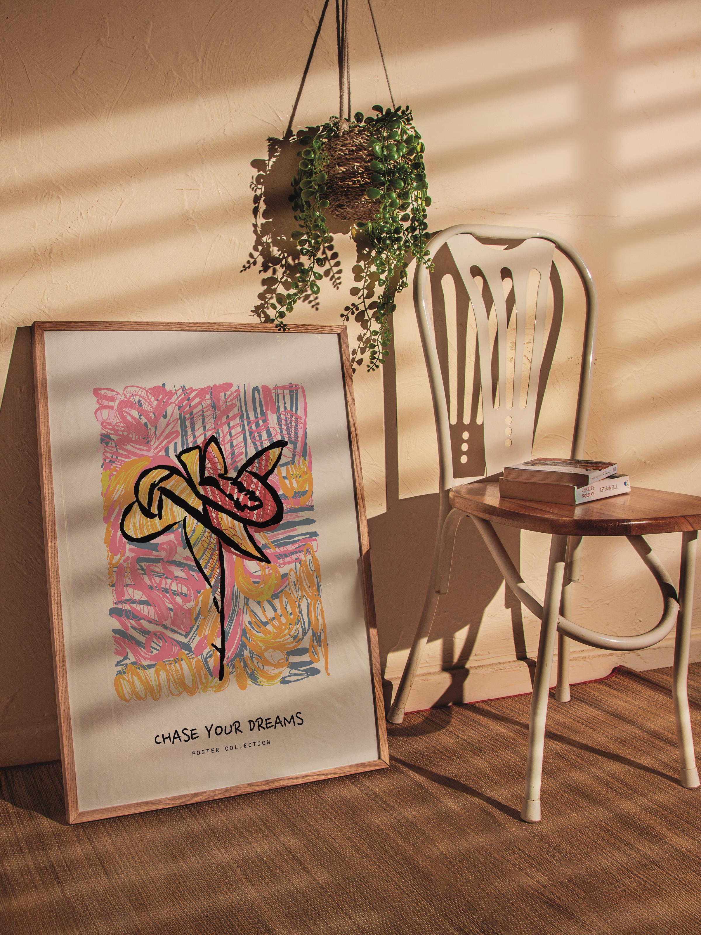Renkli Minimalist Tablo Seti, 3 Adet Ahşap Çerçeve ve Poster - Yatak Odası, Salon, Mutfak Dekoru