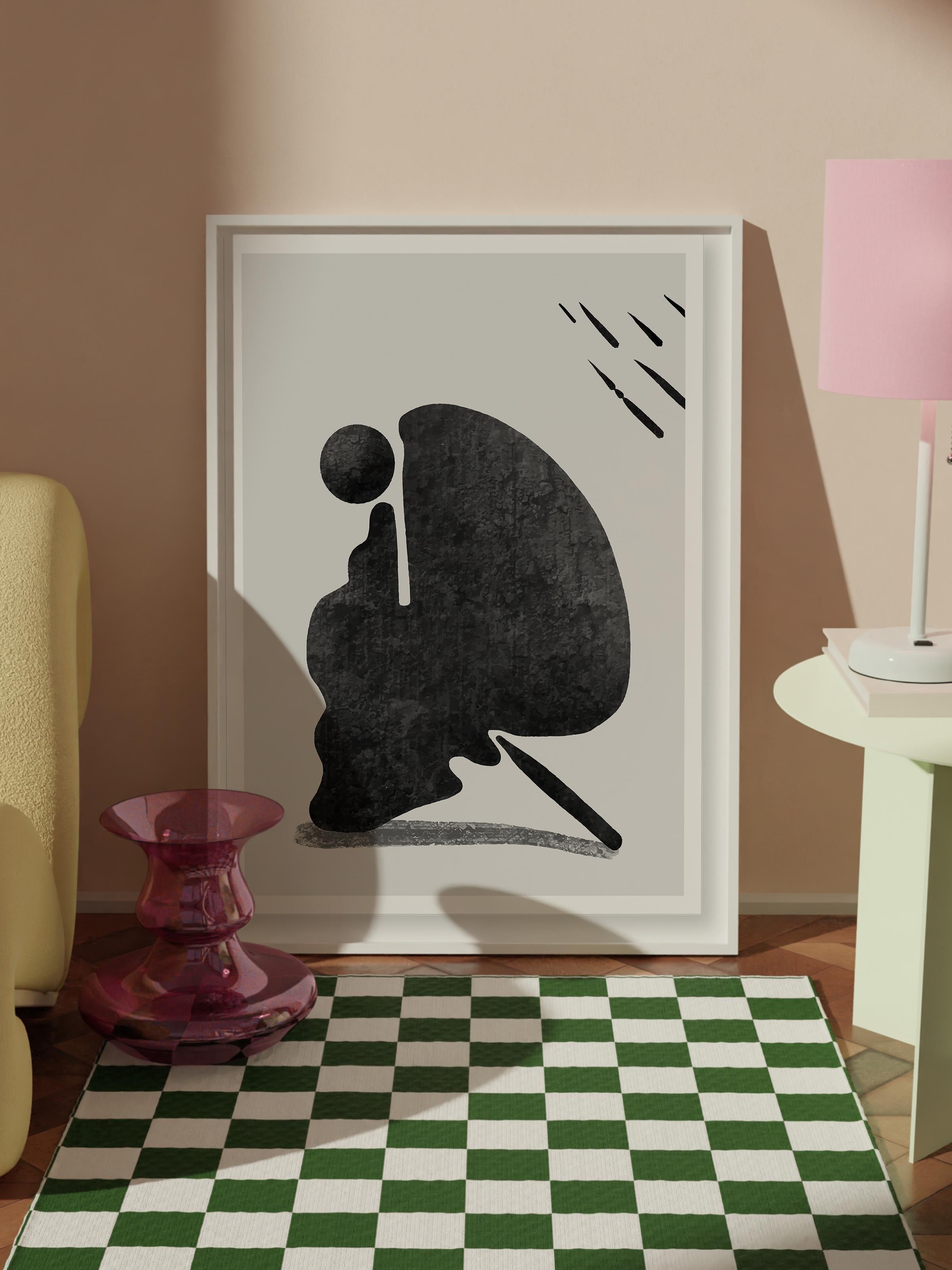 Siyah Beyaz Soyut Tablo Seti, 3 Adet Beyaz Çerçeve ve Poster - Yatak Odası, Mutfak, Salon Dekoru