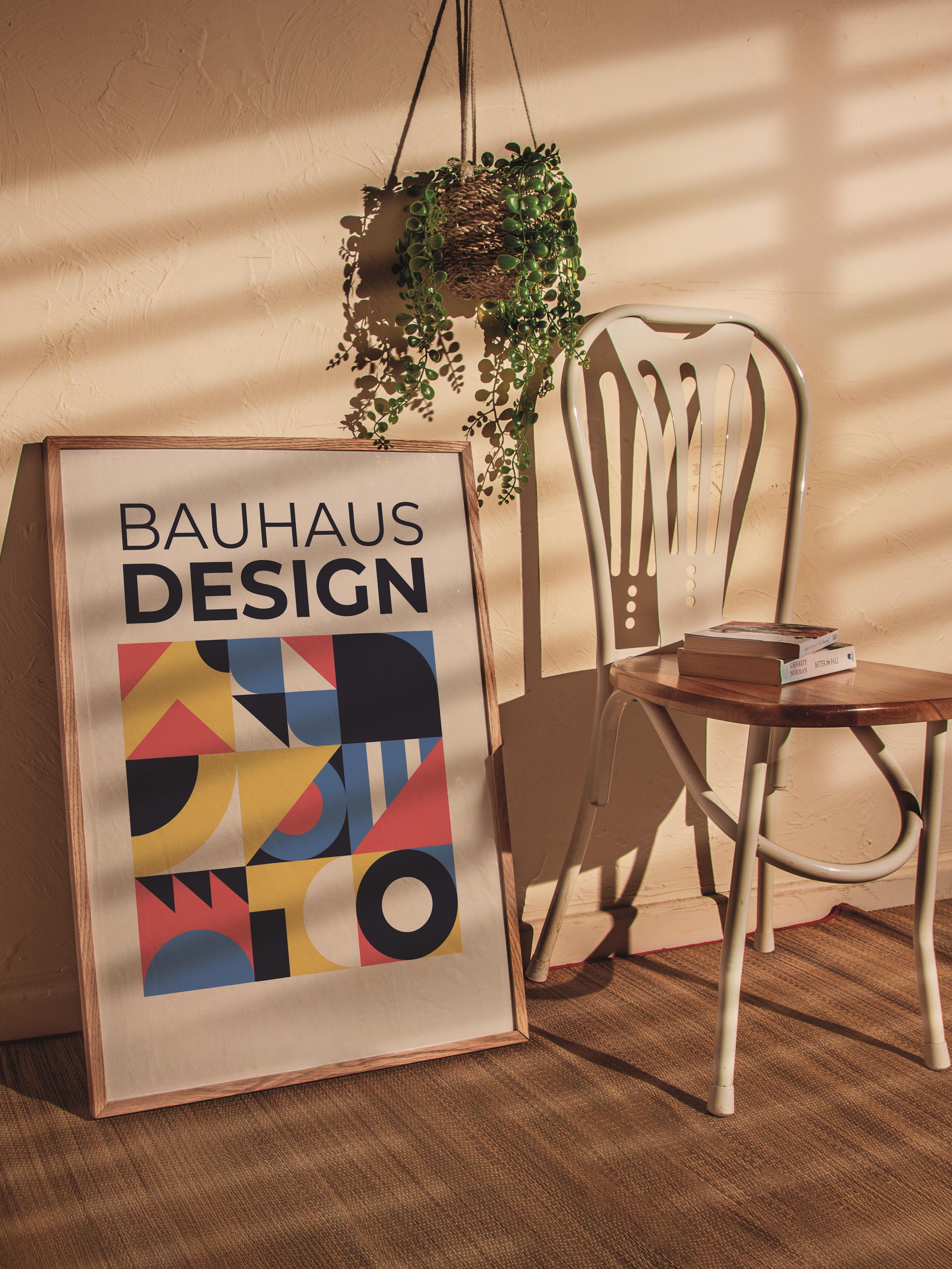 Renkli Tablo Seti, 3 Adet Ahşap Çerçeve ve Bauhaus Poster - Yatak Odası, Salon, Mutfak Dekoru