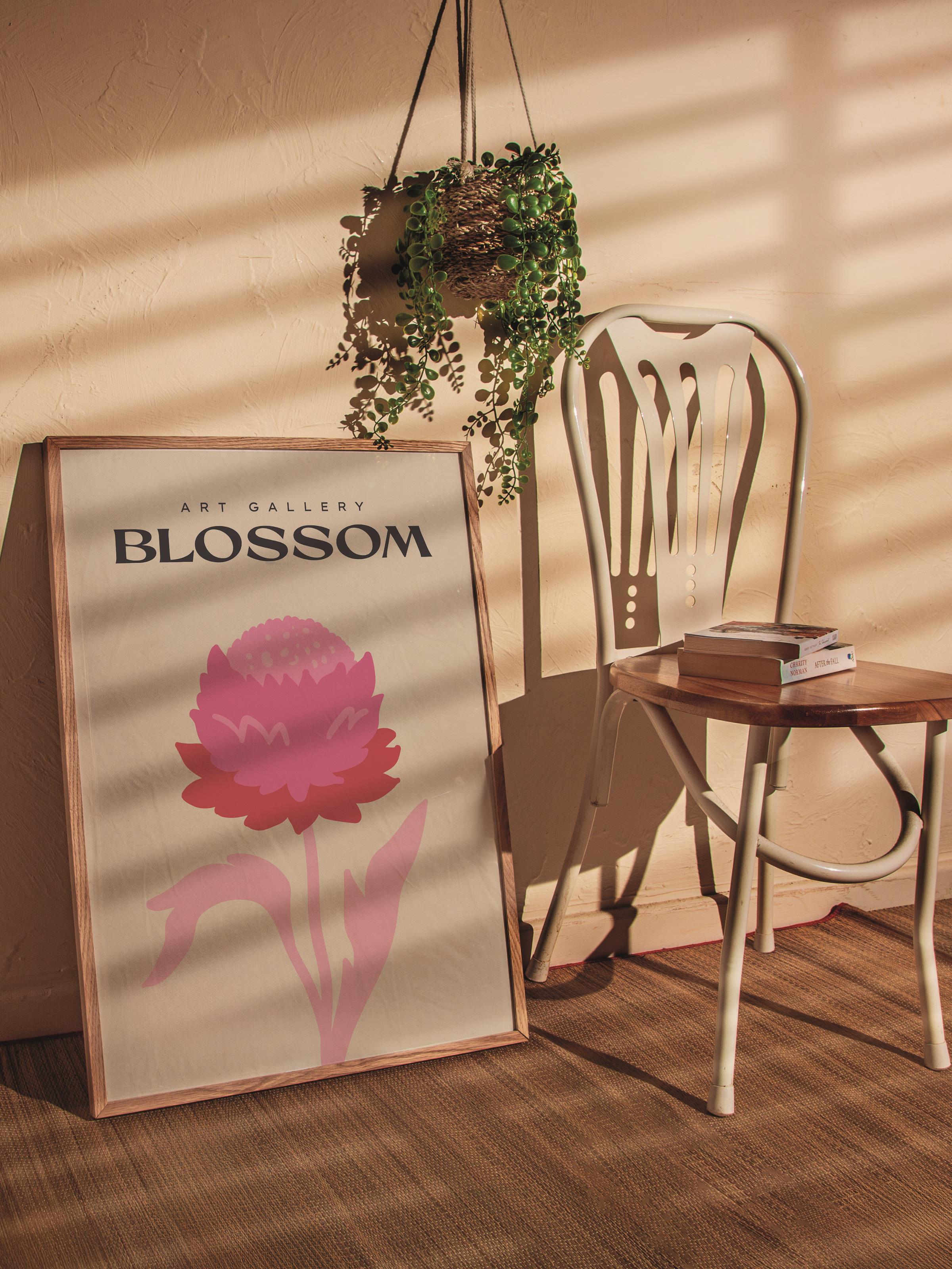 Pembe Minimalist Tablo Seti, 3 Adet Ahşap Çerçeve ve Poster - Mutfak, Salon, Yatak Odası Dekoru