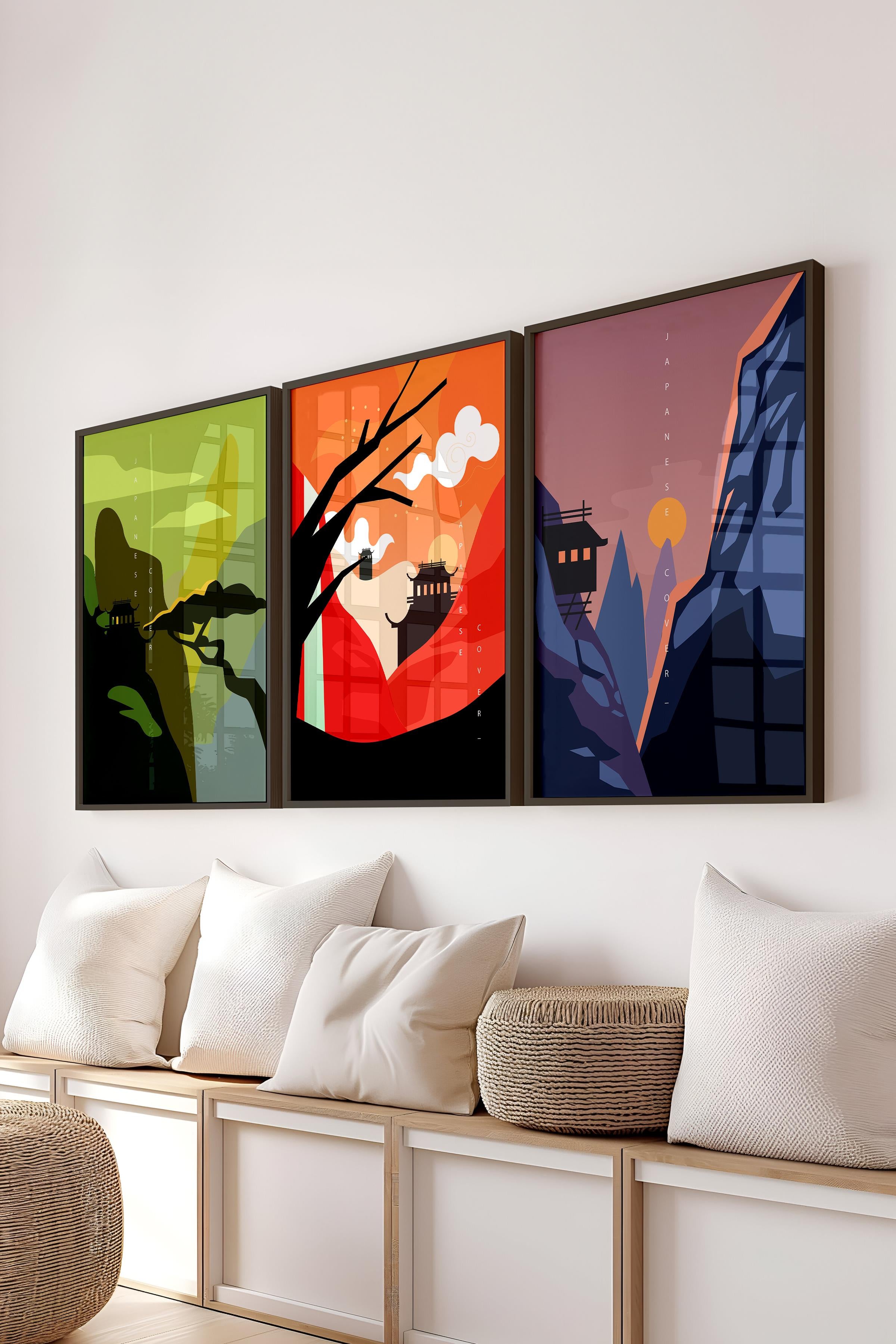Minimalist Tablo Seti, 3 Adet Siyah Çerçeve ve Poster - Mutfak, Salon, Yatak Odası Duvar Dekoru