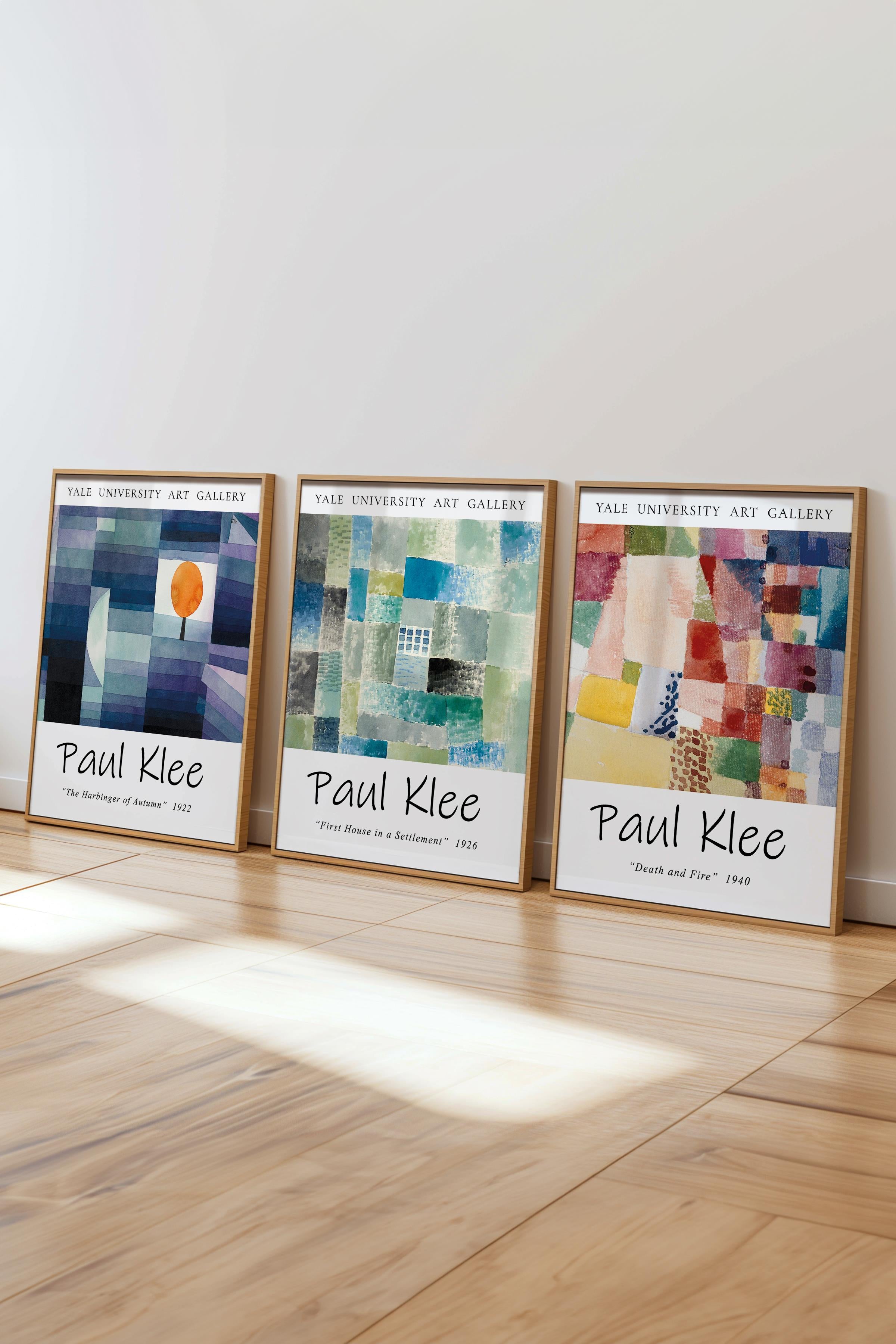 Paul Klee Tablo Seti, 3 Adet Ahşap Çerçeve ve Poster - Mutfak, Salon, Yatak Odası Duvar Dekoru