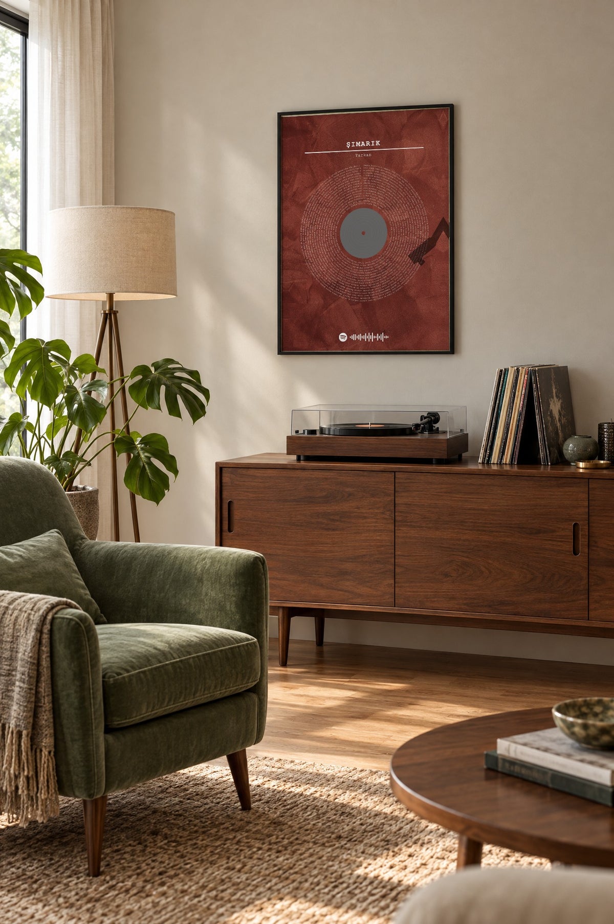 Kızıl Stüdyo Spotify Plak Tablosu – duvarda, Siyah çerçeve