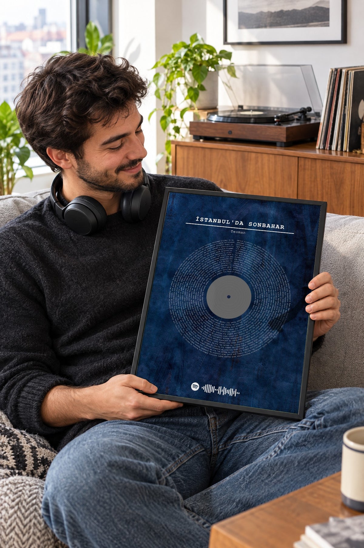 Gece İndigosu Spotify Plak Tablosu – yaşam, Siyah çerçeve