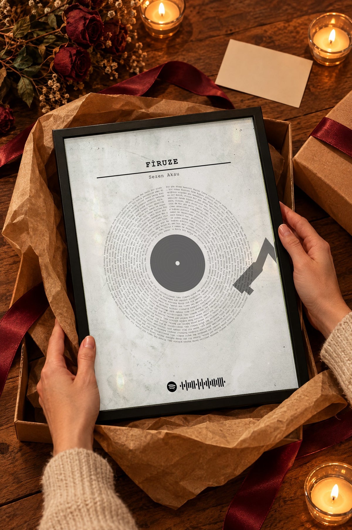 Şehir Betonu Spotify Plak Tablosu – hediye, Siyah çerçeve