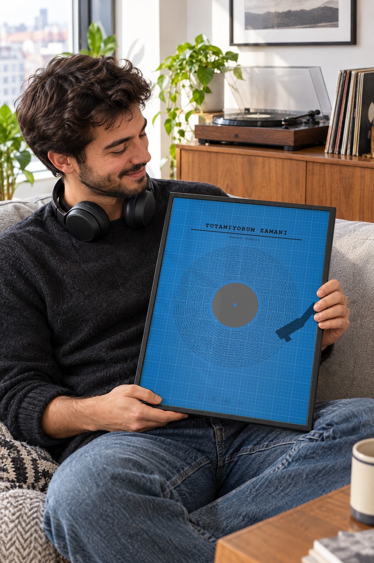 Mimari Mavi Spotify Plak Tablosu – yaşam, Siyah çerçeve
