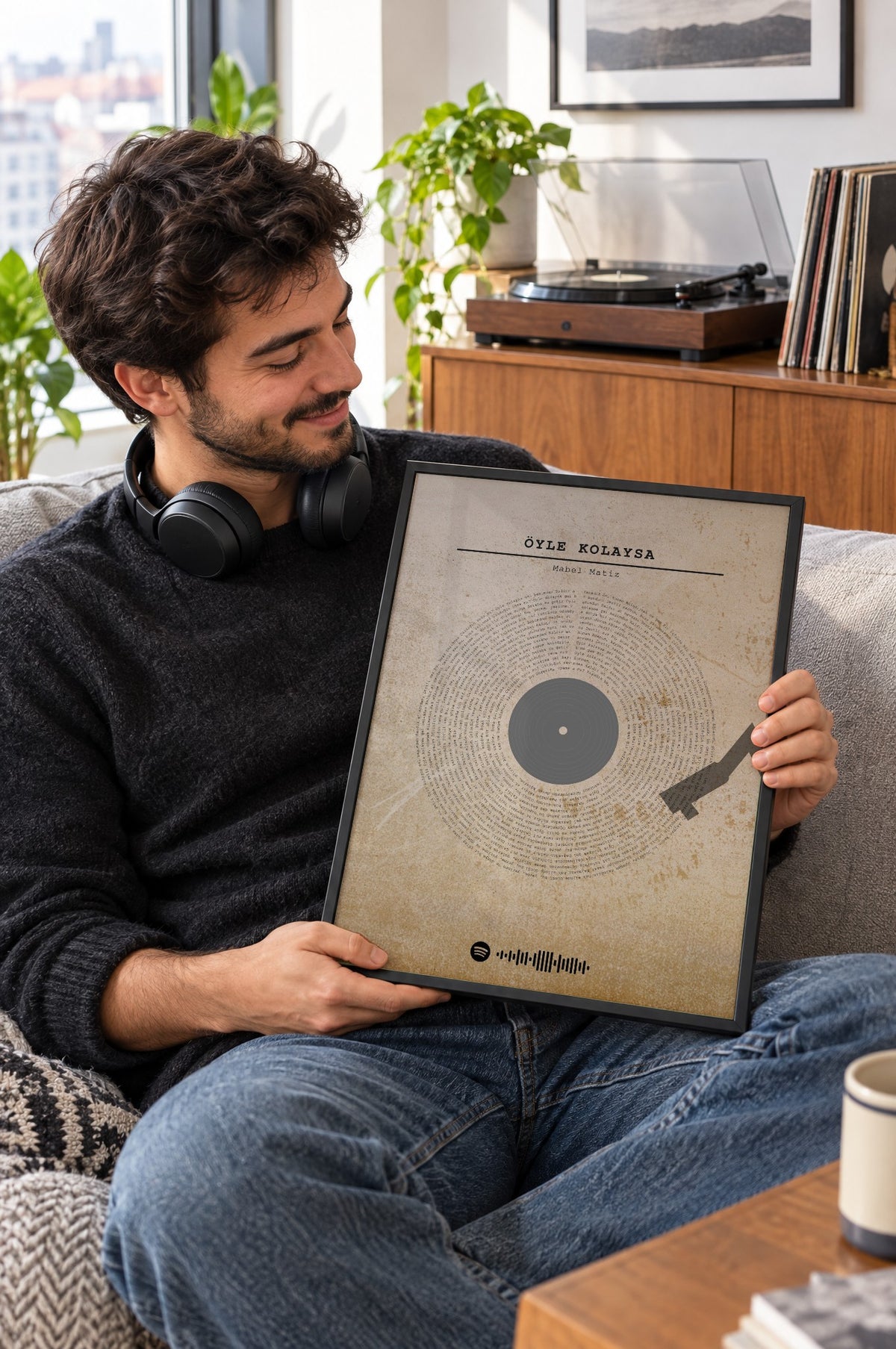 Çöl Kumu Spotify Plak Tablosu – yaşam, Siyah çerçeve