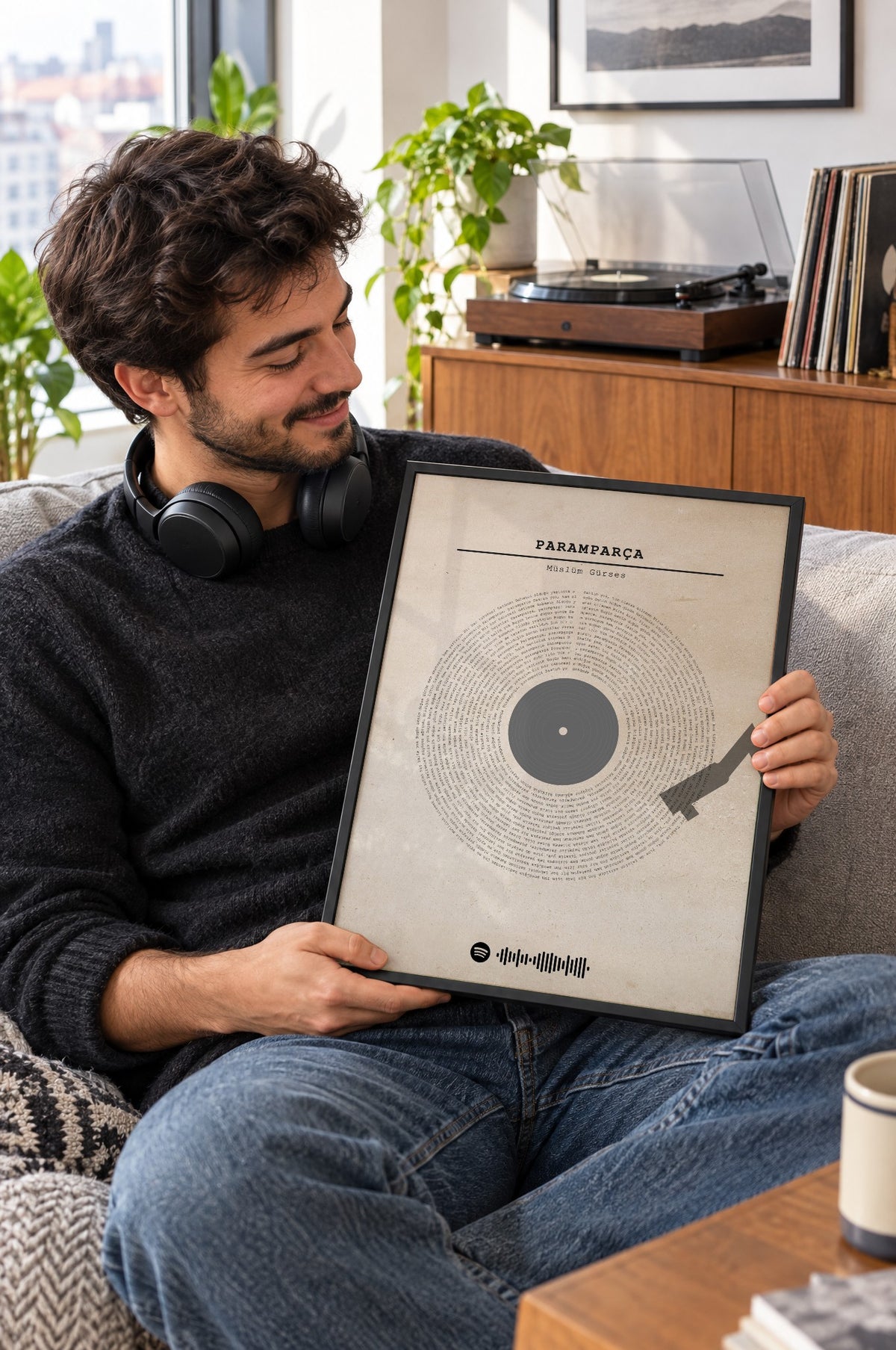 Fildişi Sıva Spotify Plak Tablosu – yaşam, Siyah çerçeve