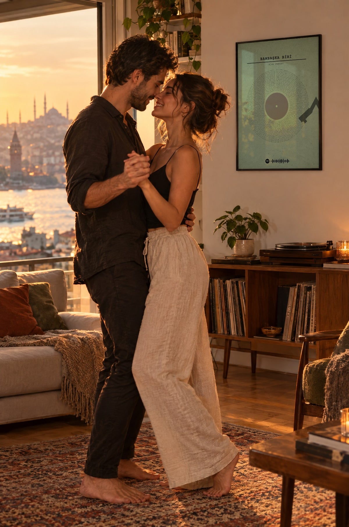 Orman Yeşili Spotify Plak Tablosu – yaşam, Siyah çerçeve