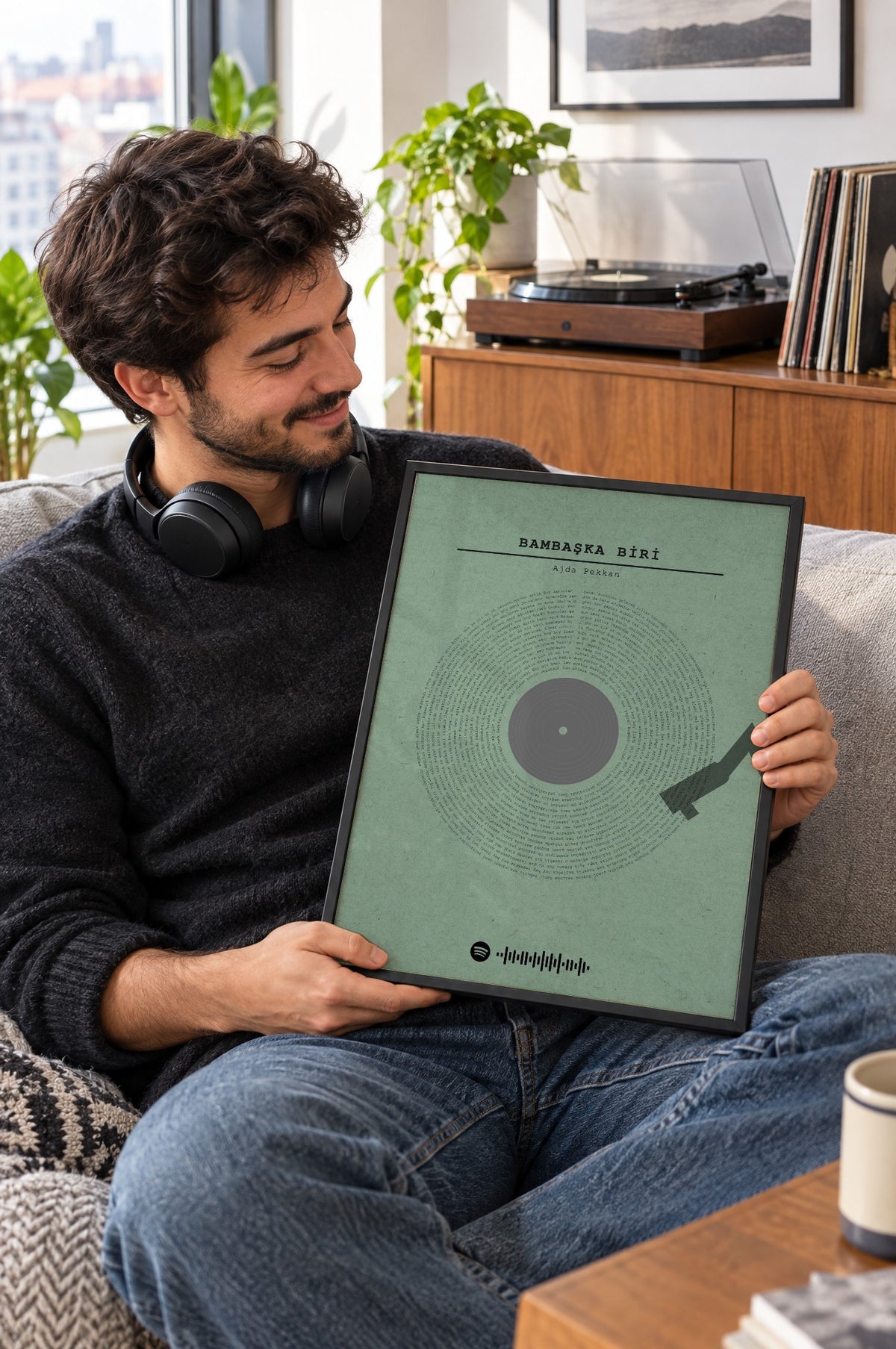 Orman Yeşili Spotify Plak Tablosu – yaşam, Siyah çerçeve