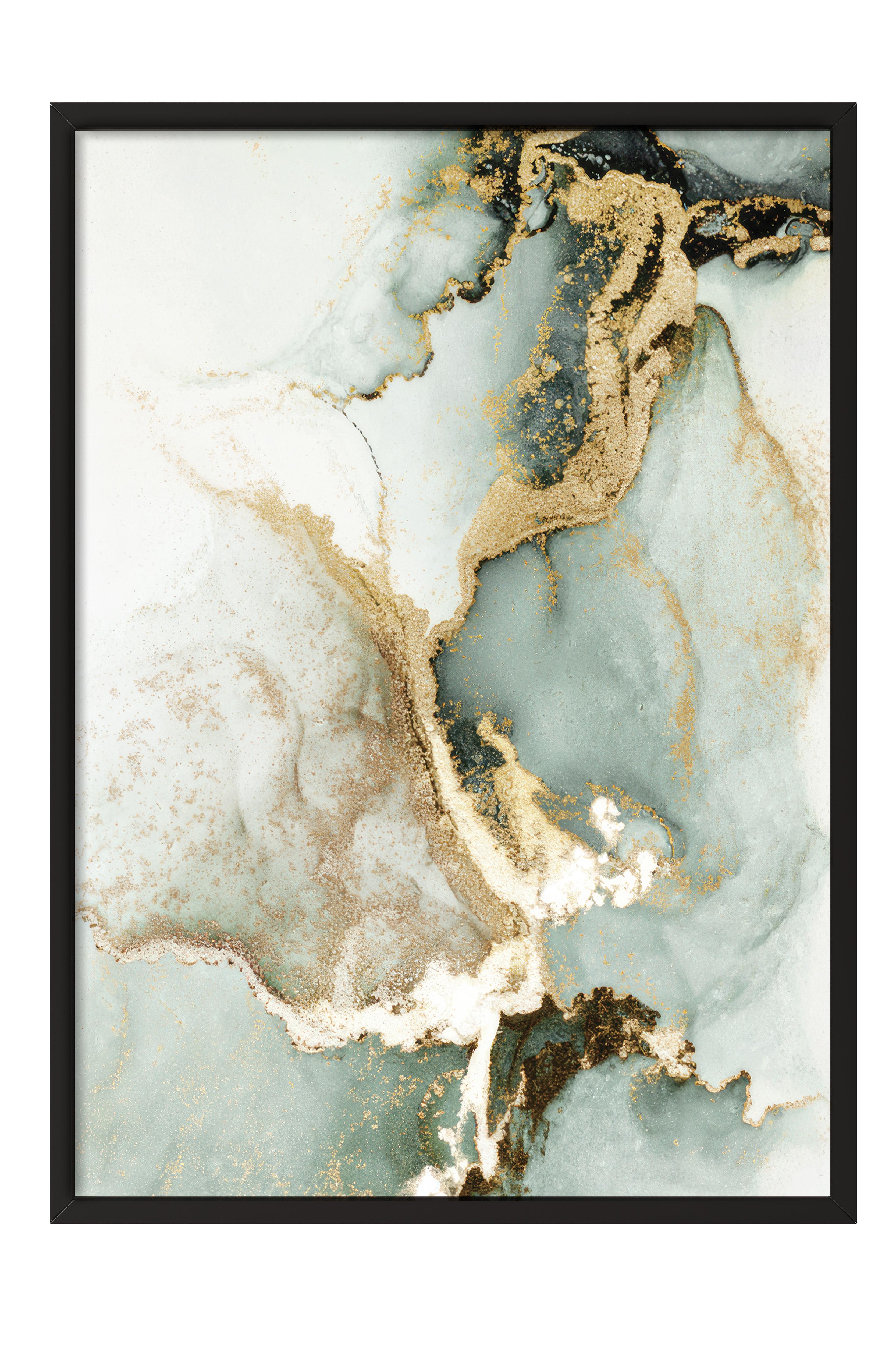 Abstract Green Marble No2 Siyah Çerçeveli Tablo, Duvar Tablosu Comfort Serisi NO:108453