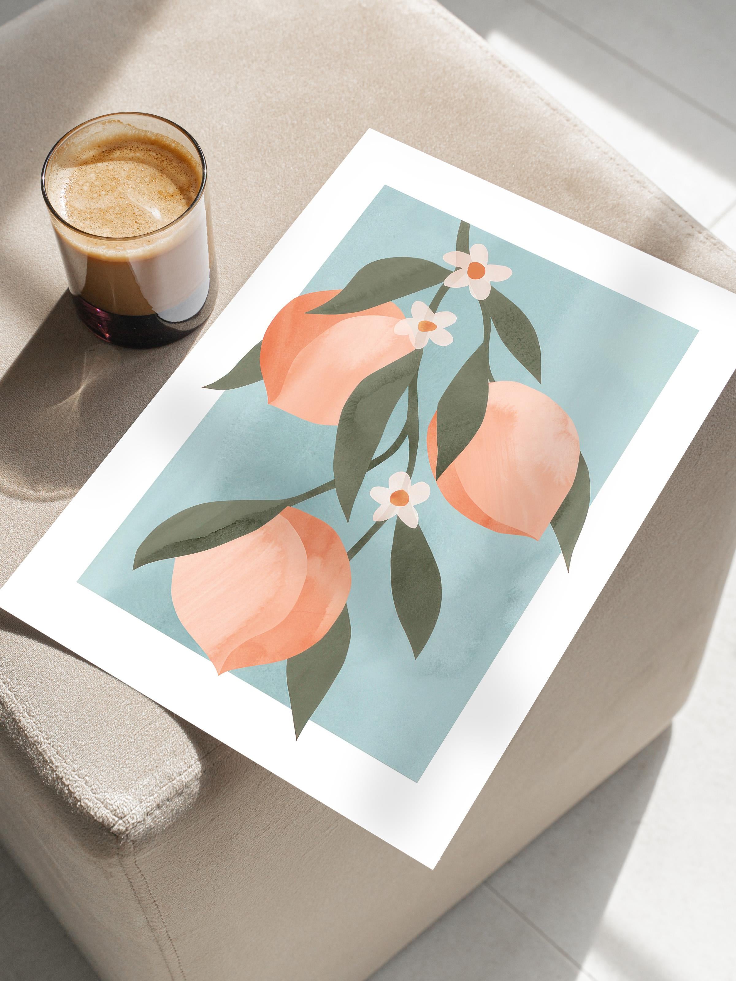 Abstract Peach Branch Poster, Dikey Duvar Tablosu Comfort Serisi NO:108523