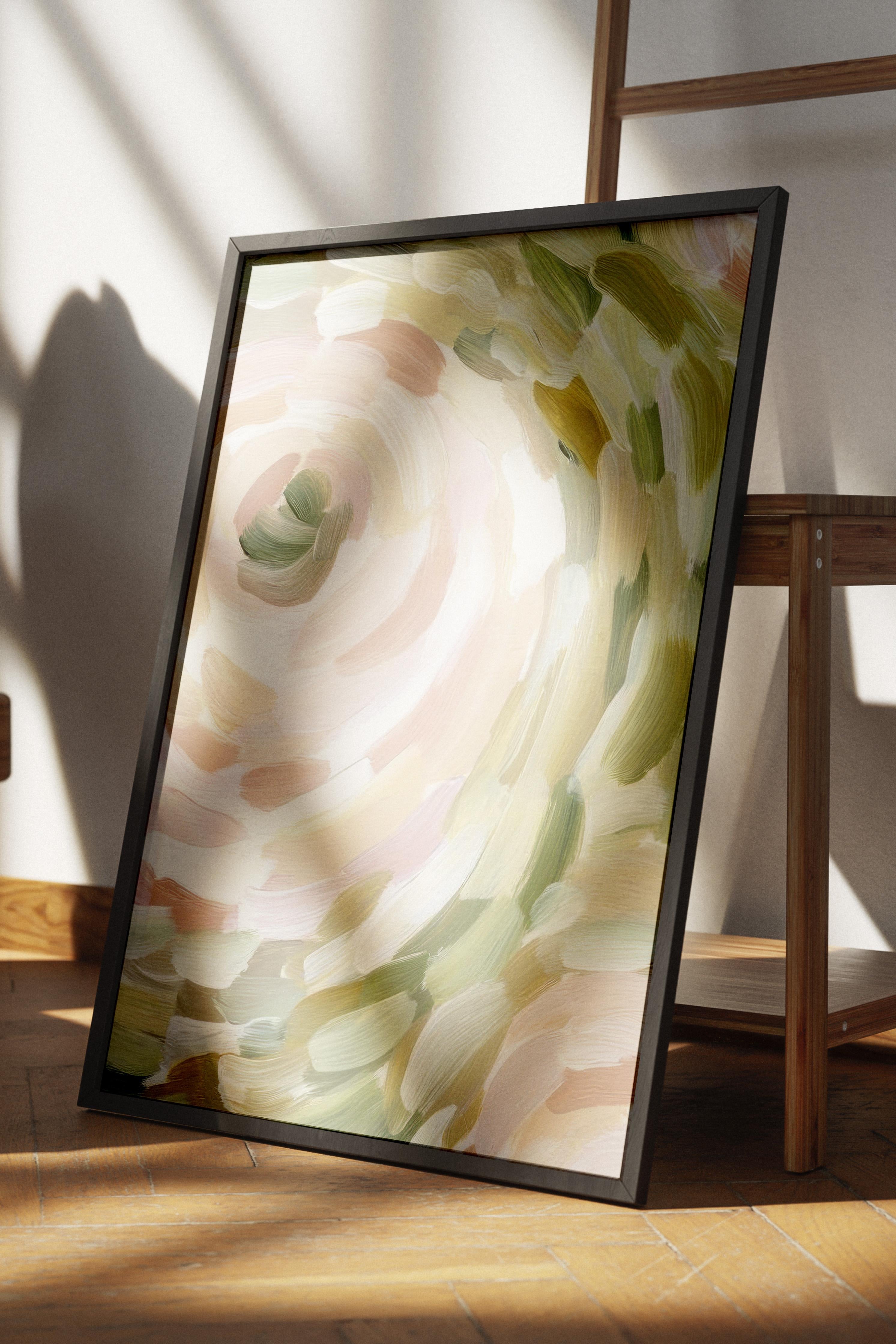 Abstract Spring Flowers Siyah Çerçeveli Tablo, Duvar Tablosu Comfort Serisi NO:108546