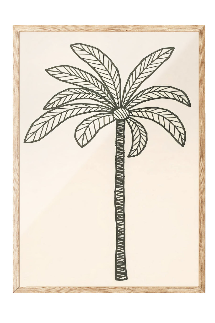 Palmiye Ağacı Çizimi Poster Poster – Ahşap Çerçeveli Tablo