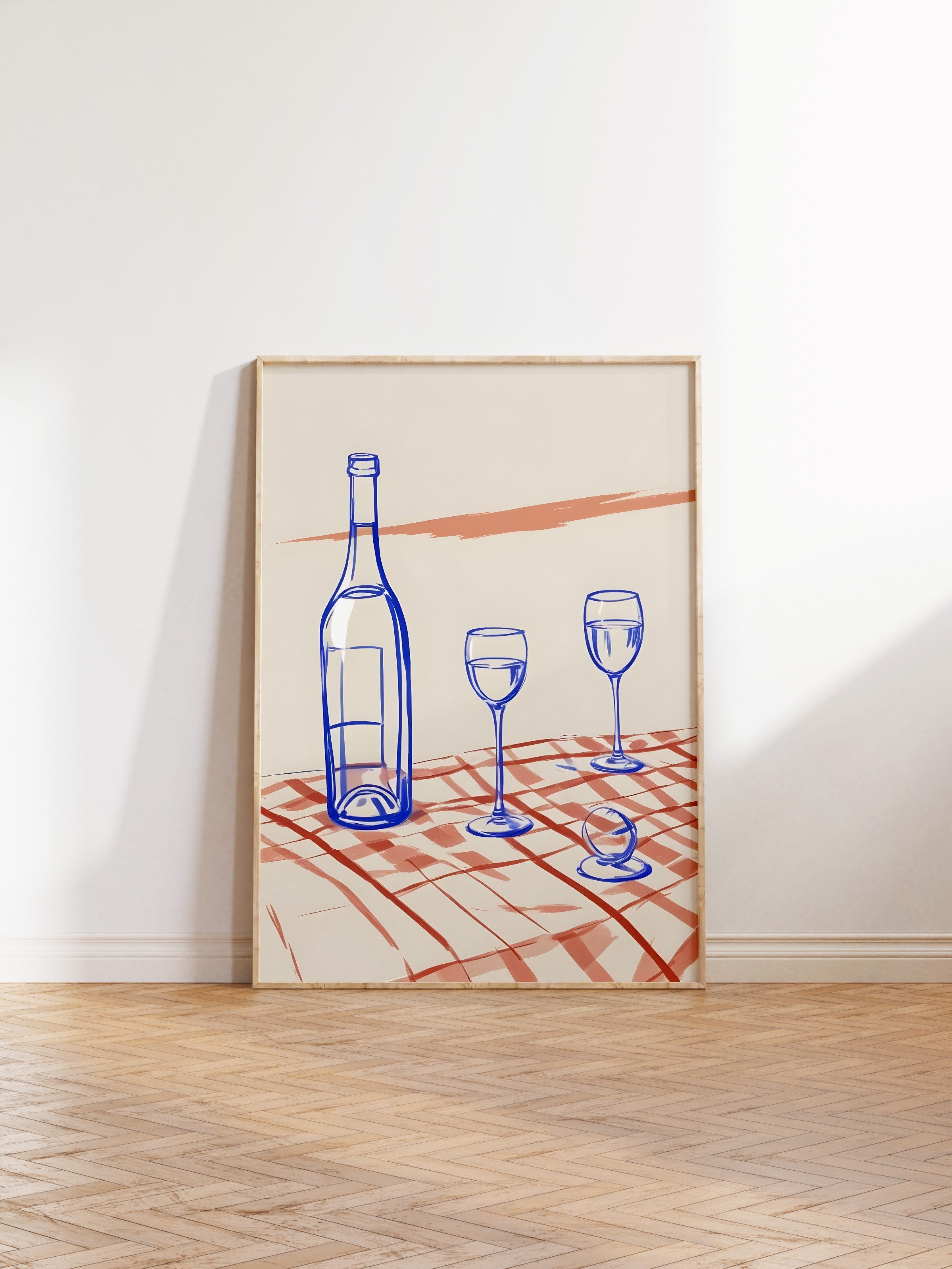 Ahşap Çerçeveli Tablo, Bottle & Glasses, Comfort Serisi Mutfak Ahşap Tablo, NO:109080