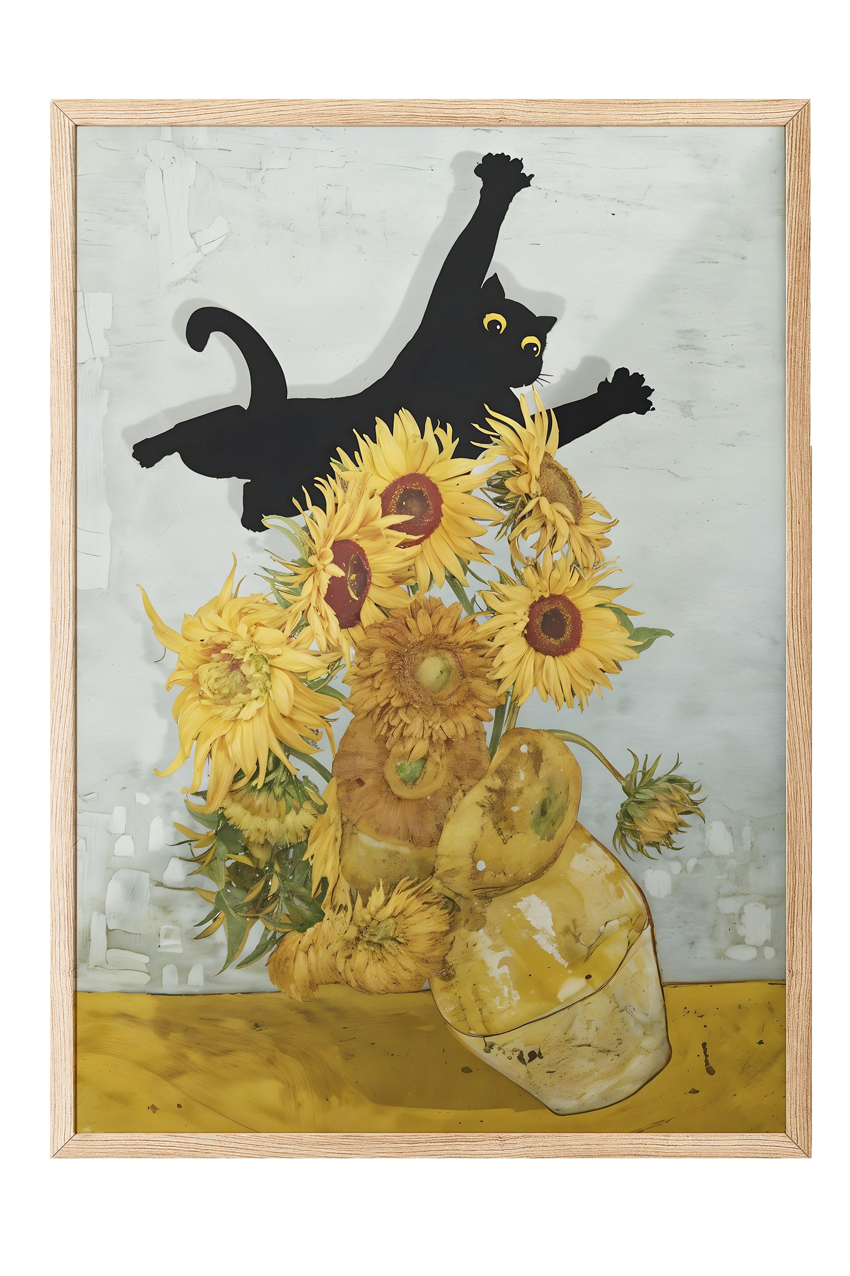 Ahşap Çerçeveli Tablo, Cat Print Van Gogh, Comfort Serisi Poster ve Ahşap Tablo, NO:108965