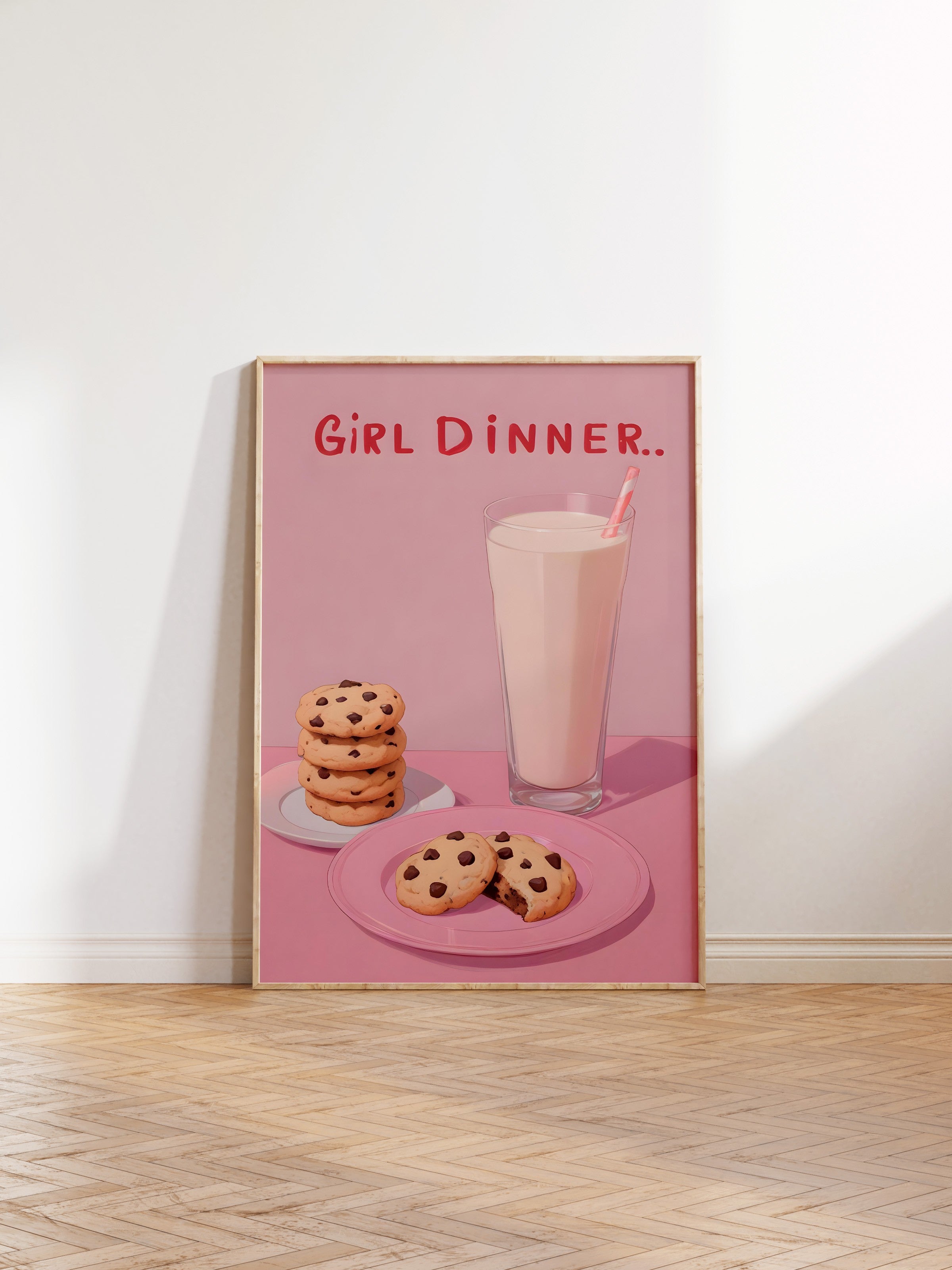 Ahşap Çerçeveli Tablo, Girl Dinner, Comfort Serisi Mutfak Ahşap Tablo, NO:109067