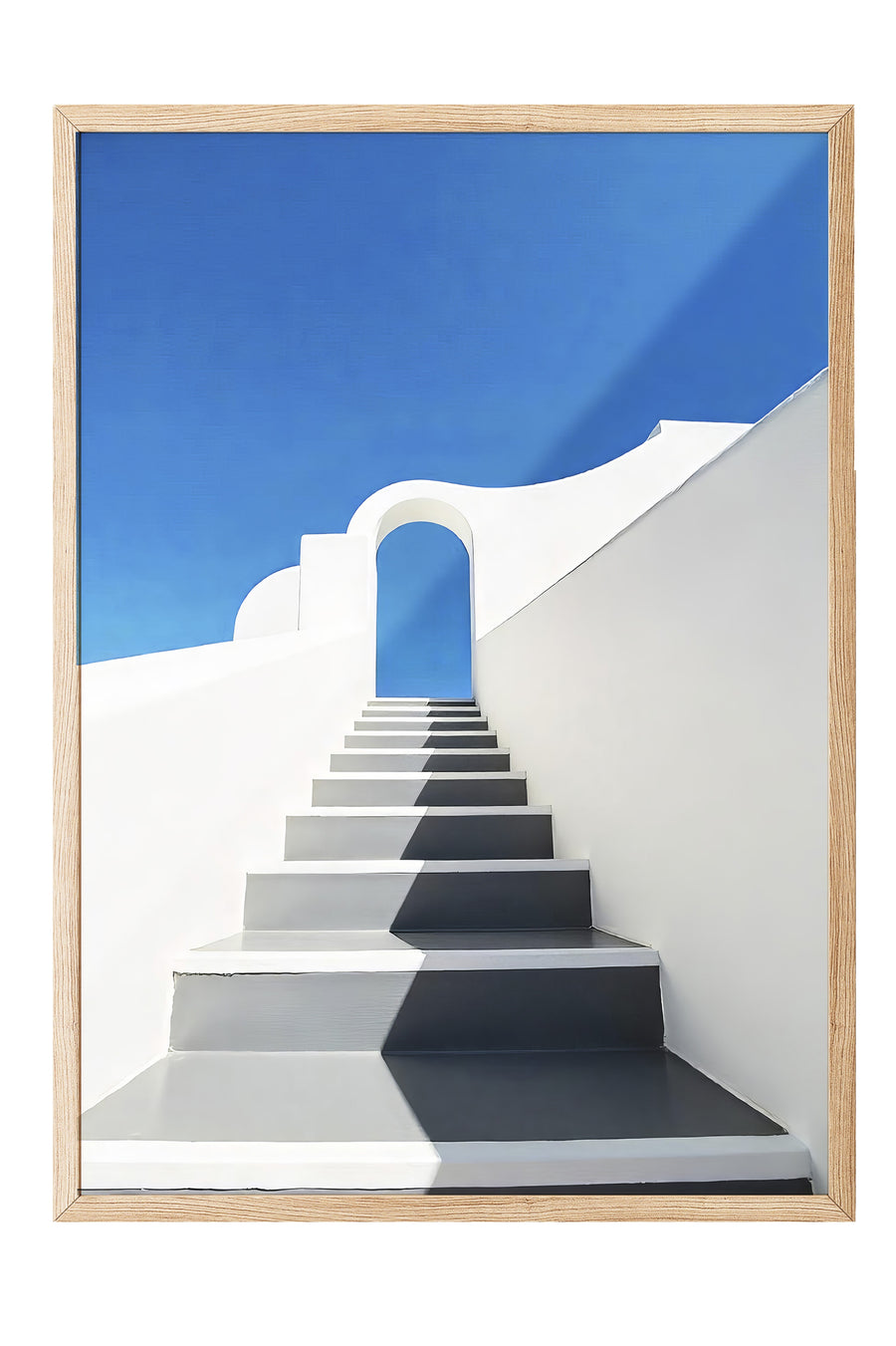 Merdiven ve Mavi Gökyüzü Poster Poster – Ahşap Çerçeveli Tablo