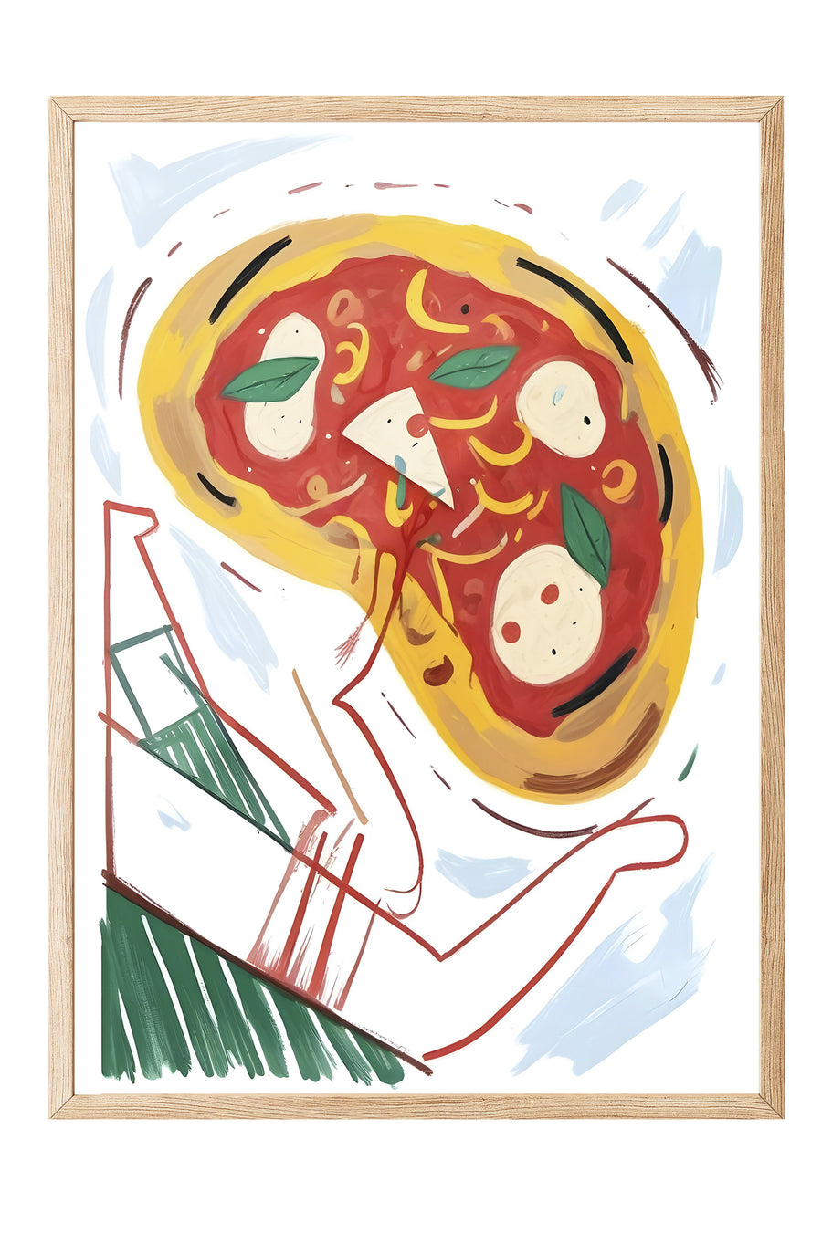 Soyut Pizza Poster – Ahşap Çerçeveli Tablo