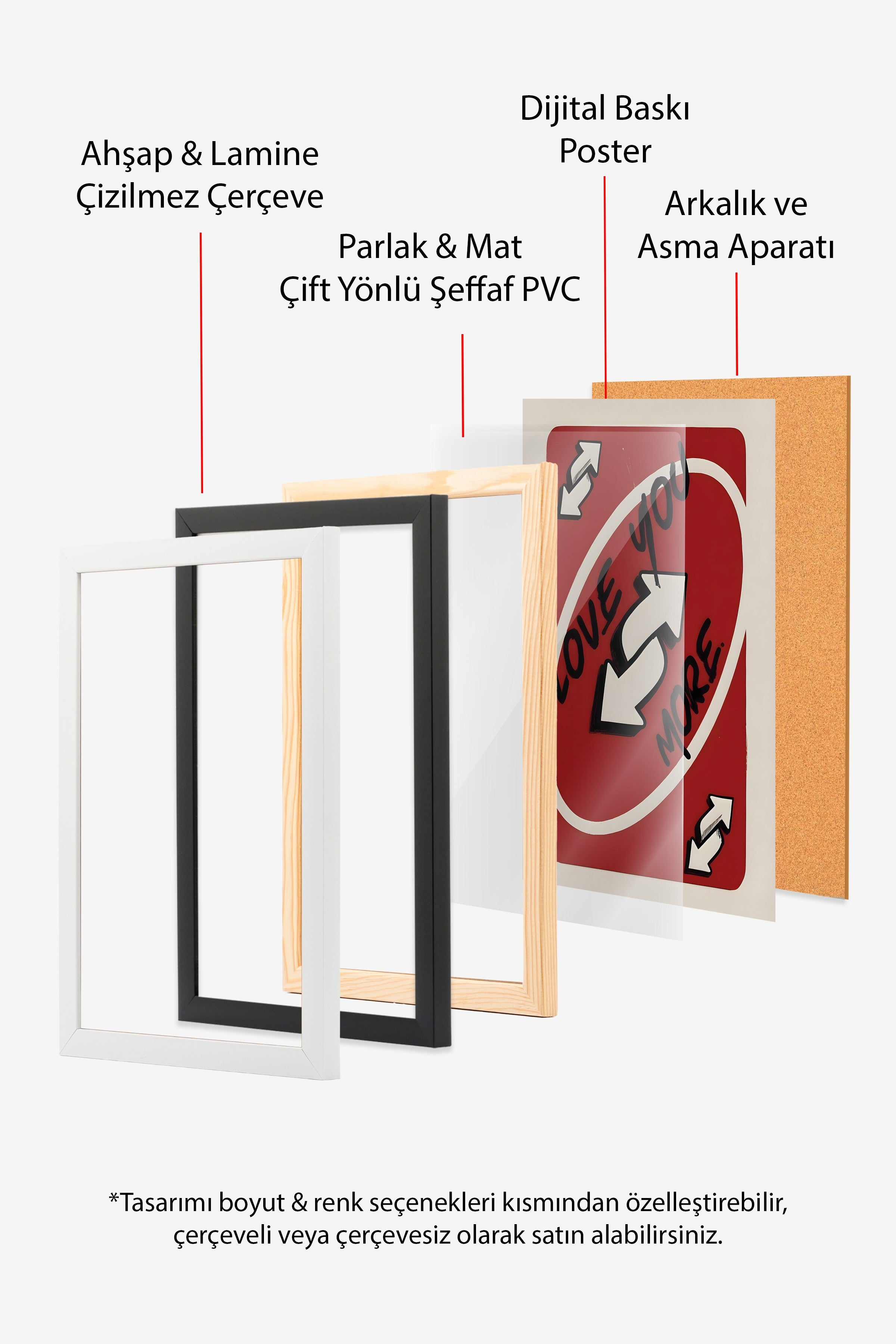 Ahşap Çerçeveli Tablo, Love You More, Comfort Serisi Poster ve Ahşap Tablo, NO:108936