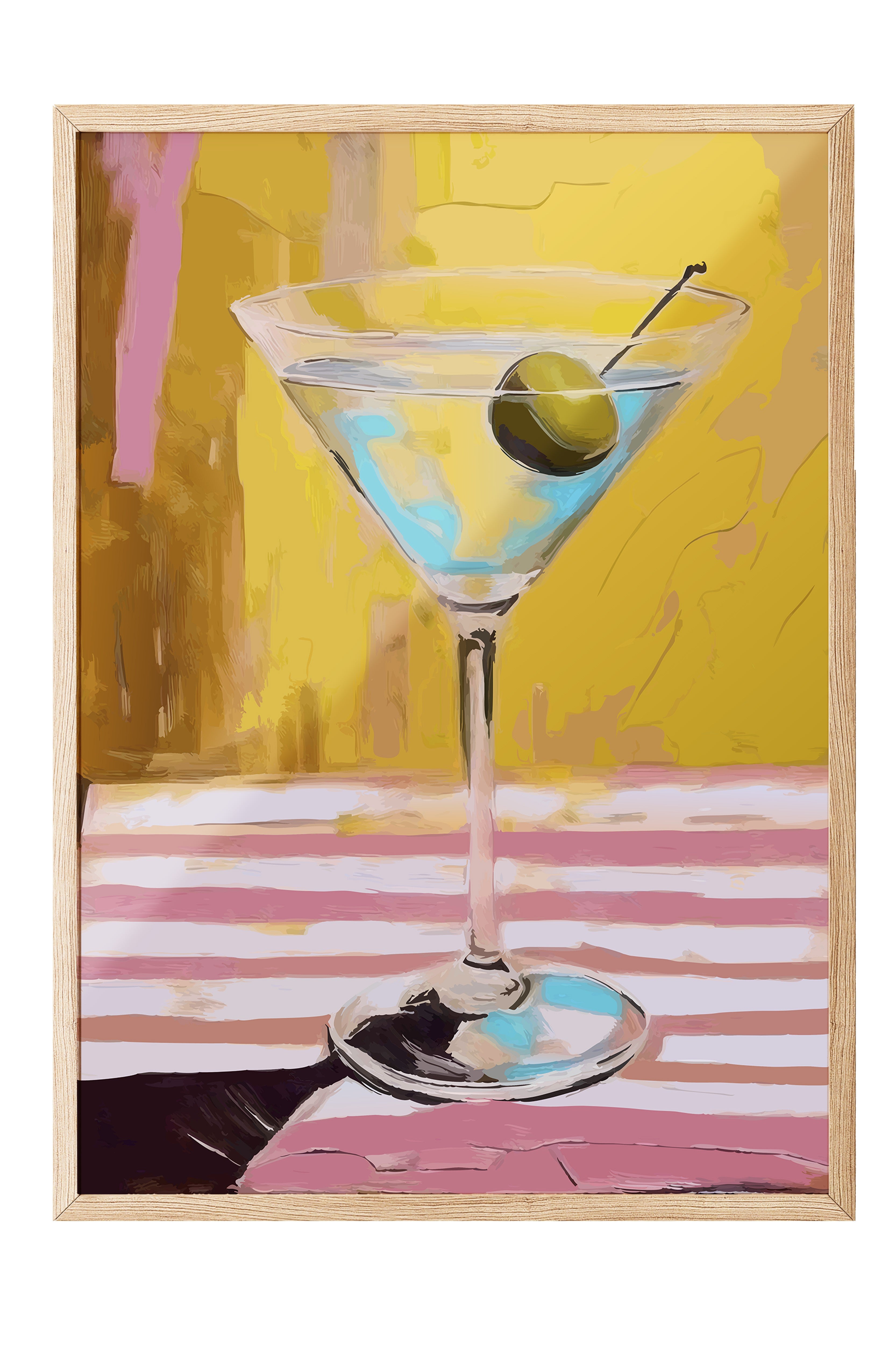 Ahşap Çerçeveli Tablo, Martini bardağı, Zeytin, Masa örtüsü, Acrylic Painting, Sarı, Pembe Renk Poster, 2025 Yaz Seçkisi, NO:109867