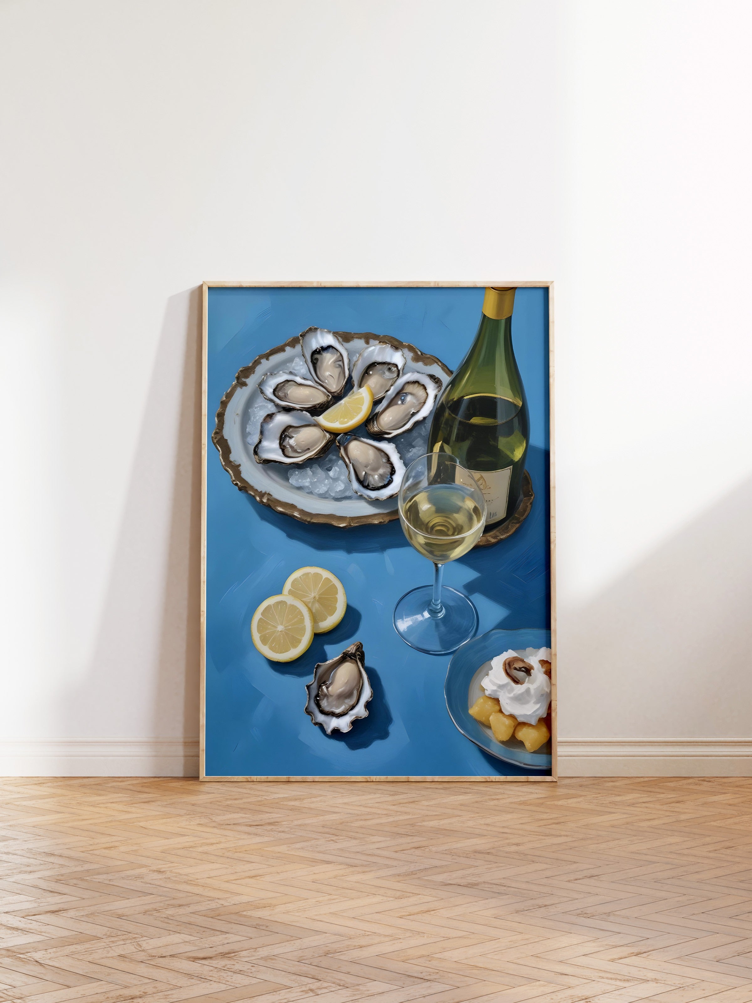 Ahşap Çerçeveli Tablo, Mussel With A Broken Glass, Comfort Serisi Mutfak Ahşap Tablo, NO:109155