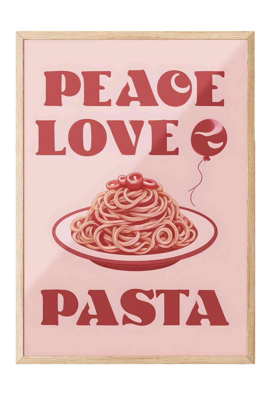 PEACE LOVE PASTA Poster – Ahşap Çerçeveli Tablo