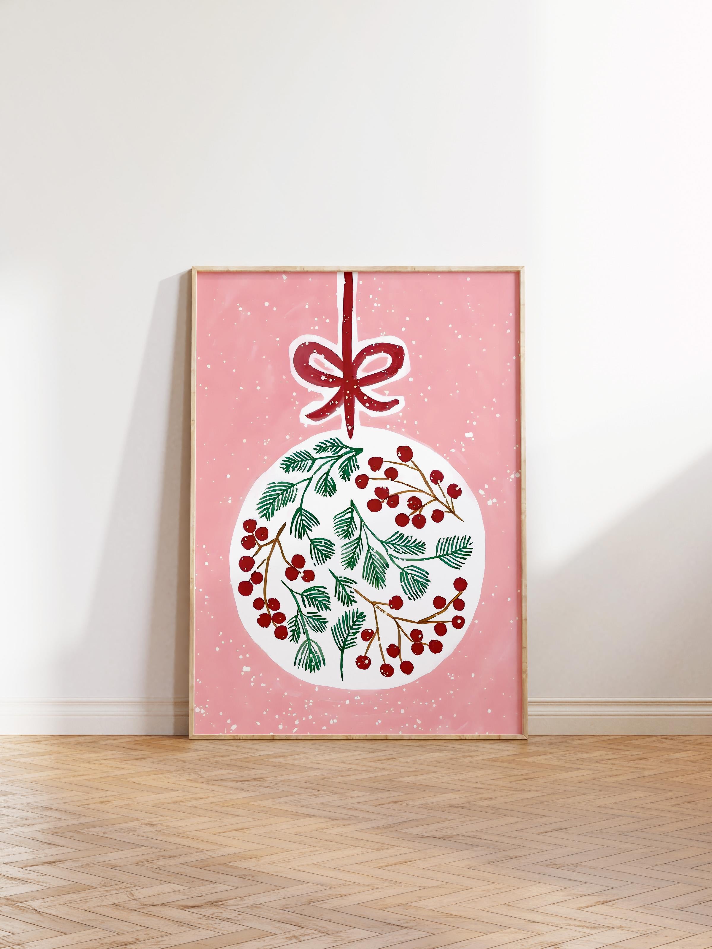 Ahşap Çerçeveli Tablo, Çerçeveli Yılbaşı Poster, Yılbaşı Dekoru,Ball of Joy Comfort Serisi NO:108675