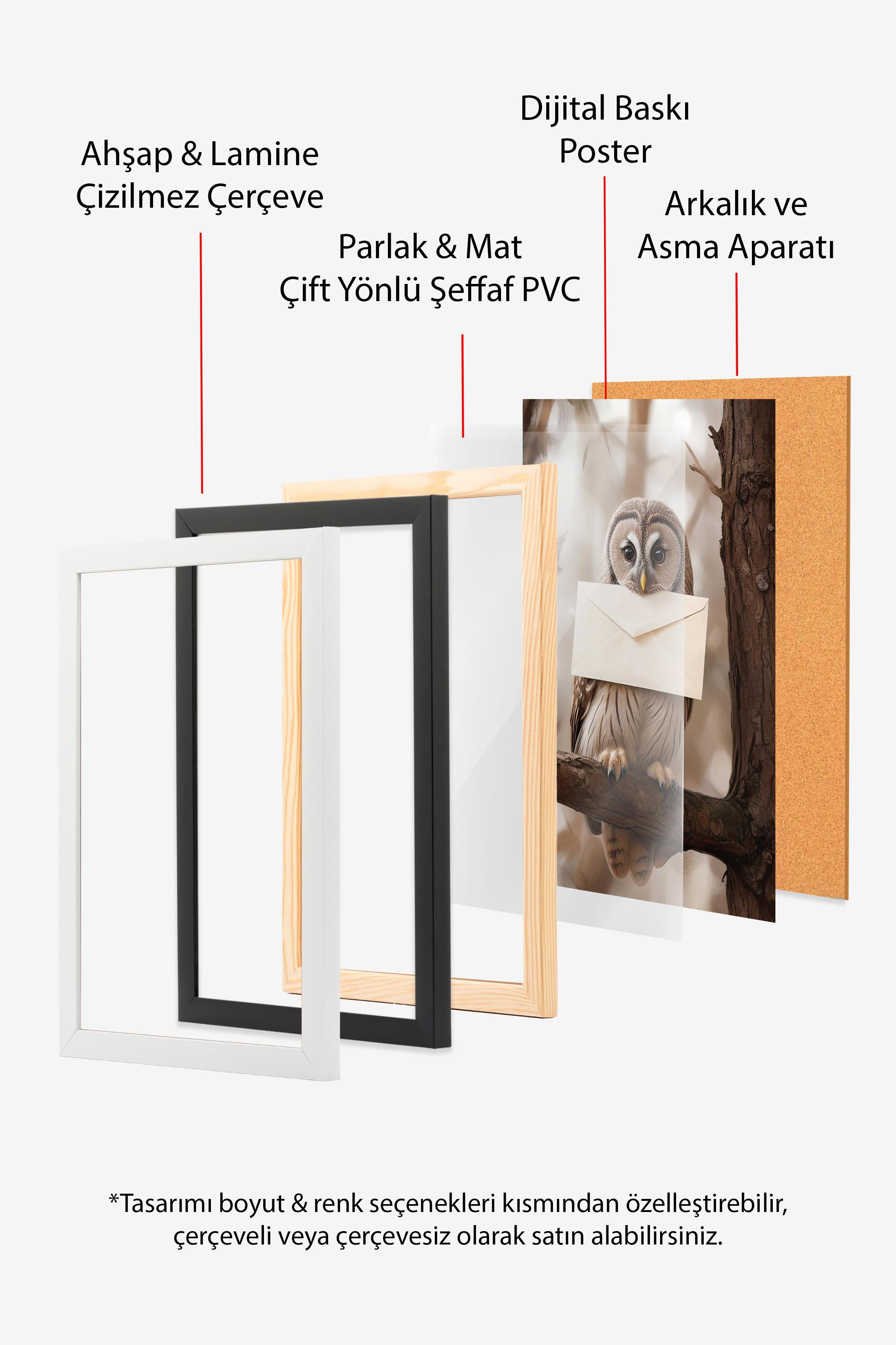 Ahşap Çerçeveli Tablo, Poster ve Çerçeve Seti, Beige Solar Comfort Serisi NO:108579