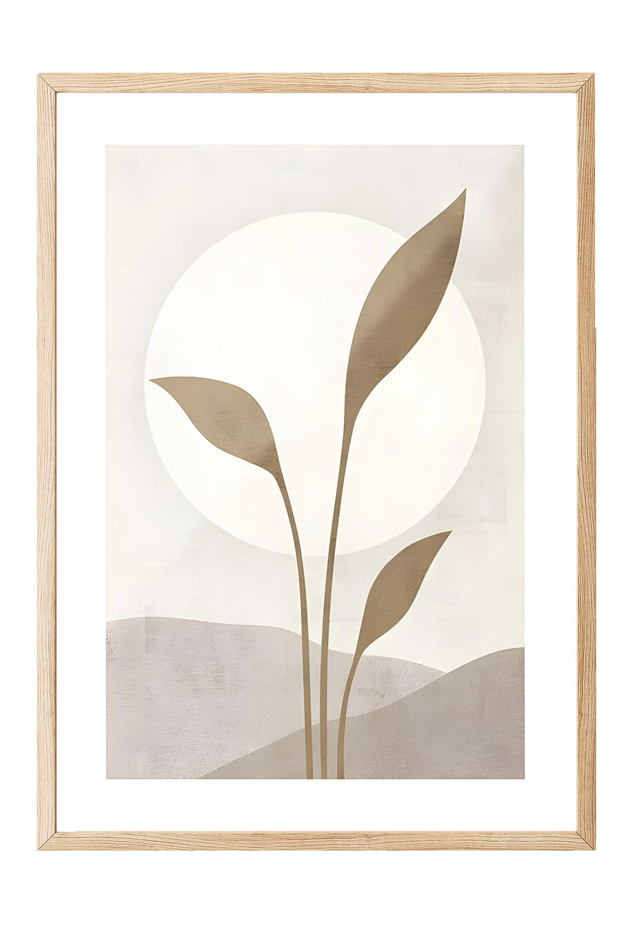 Minimalist Yapraklar Poster – Ahşap Çerçeveli Tablo