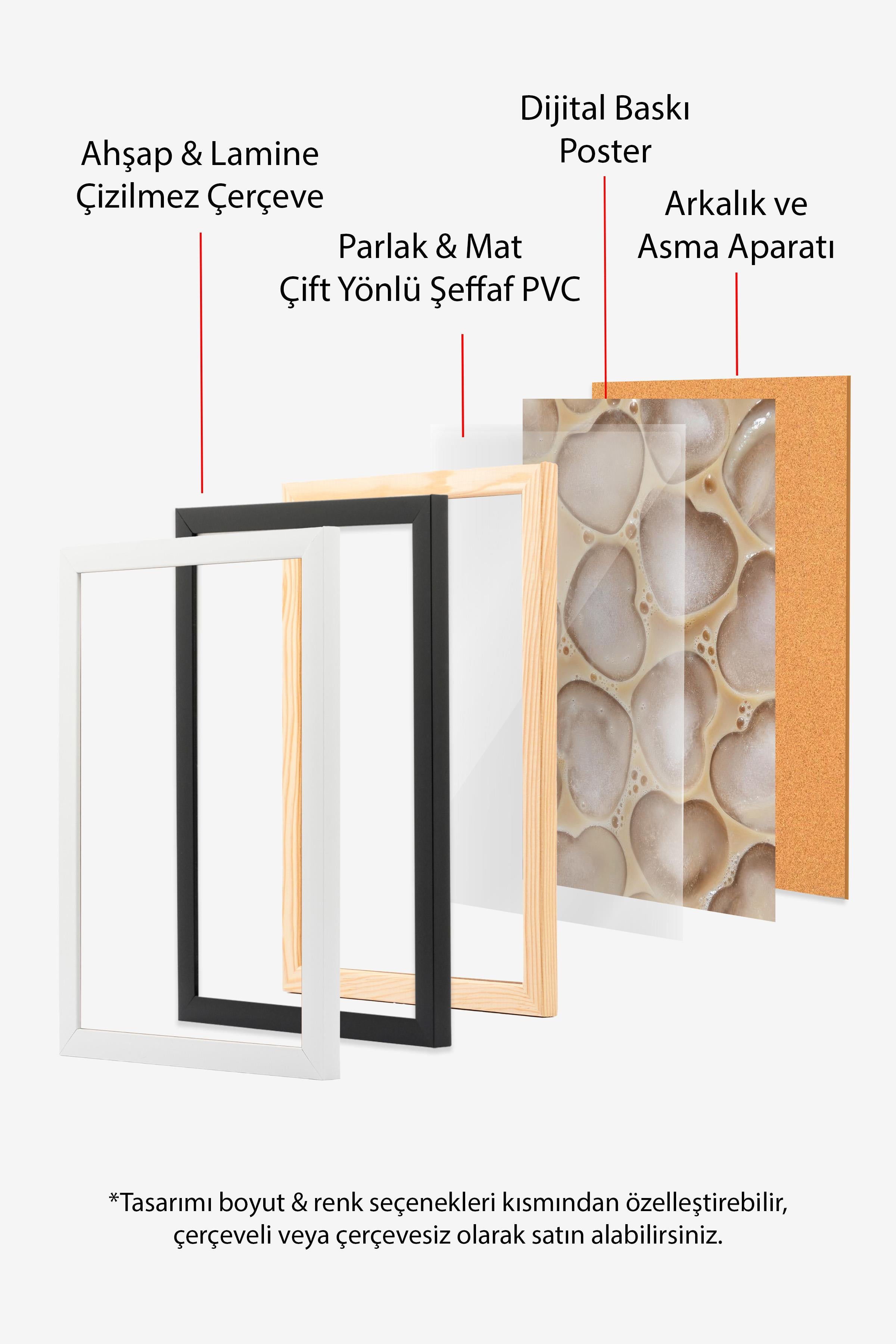 Ahşap Çerçeveli Tablo, Poster ve Çerçeve Seti, Bijutsu Sekai - Pink Sky Comfort Serisi NO:108718