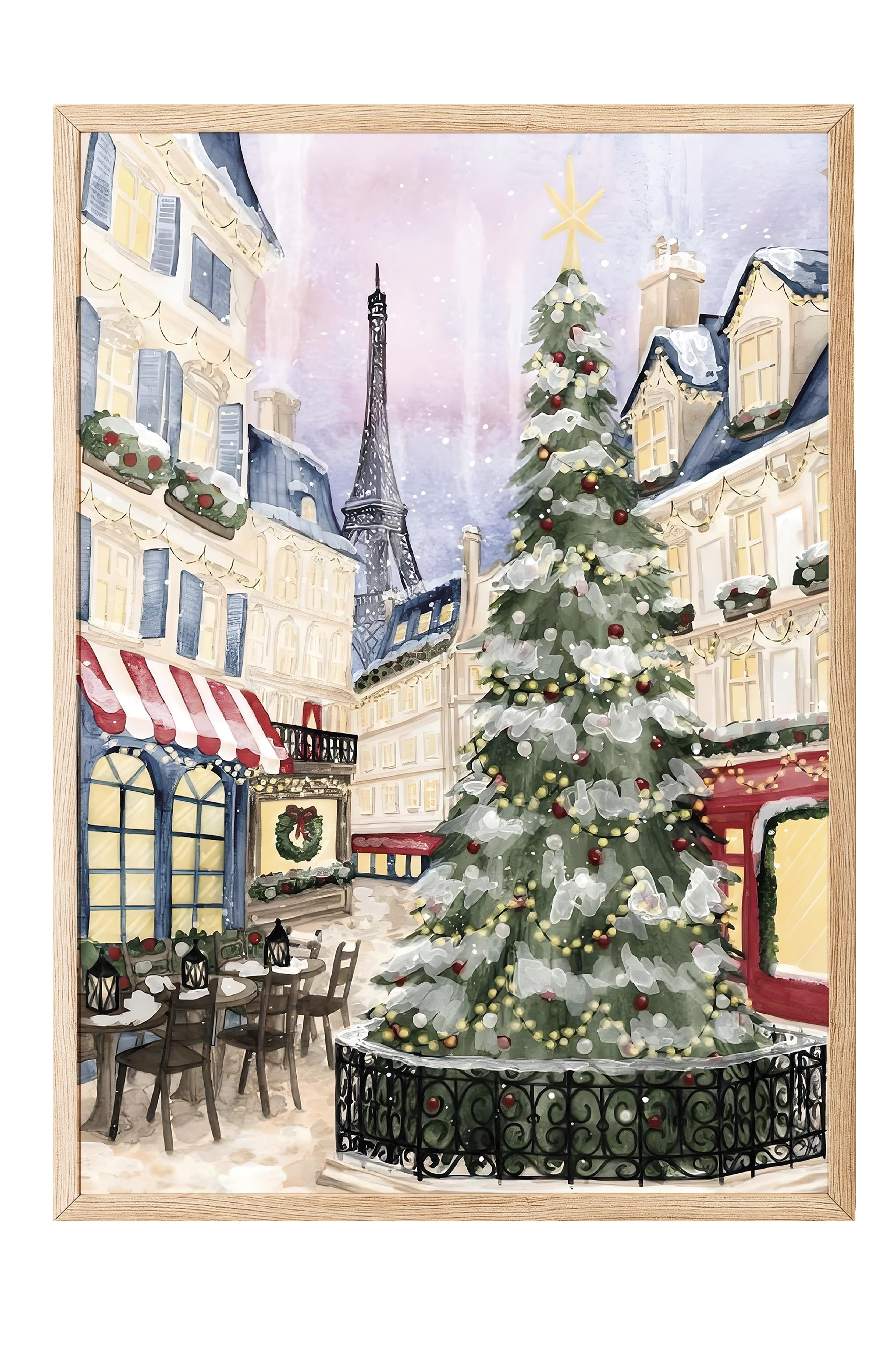 Ahşap Çerçeveli Tablo, Yılbaşı Poster, Yılbaşı Dekoru,Christmas in Town Comfort Serisi NO:108658