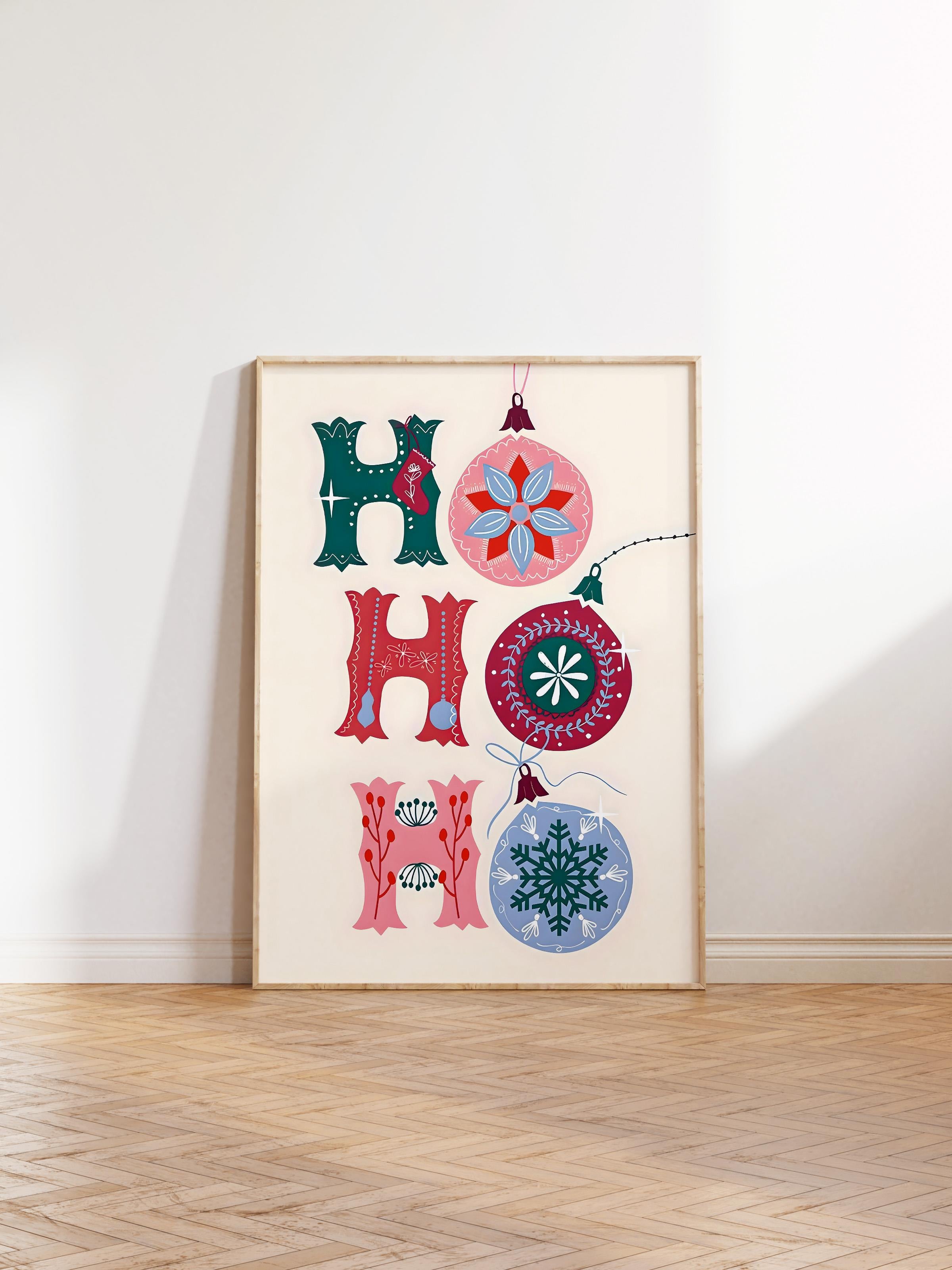 Ahşap Çerçeveli Tablo, Çerçeveli Yılbaşı Poster, Yılbaşı Dekoru,Ho Ho Ho Comfort Serisi NO:108677