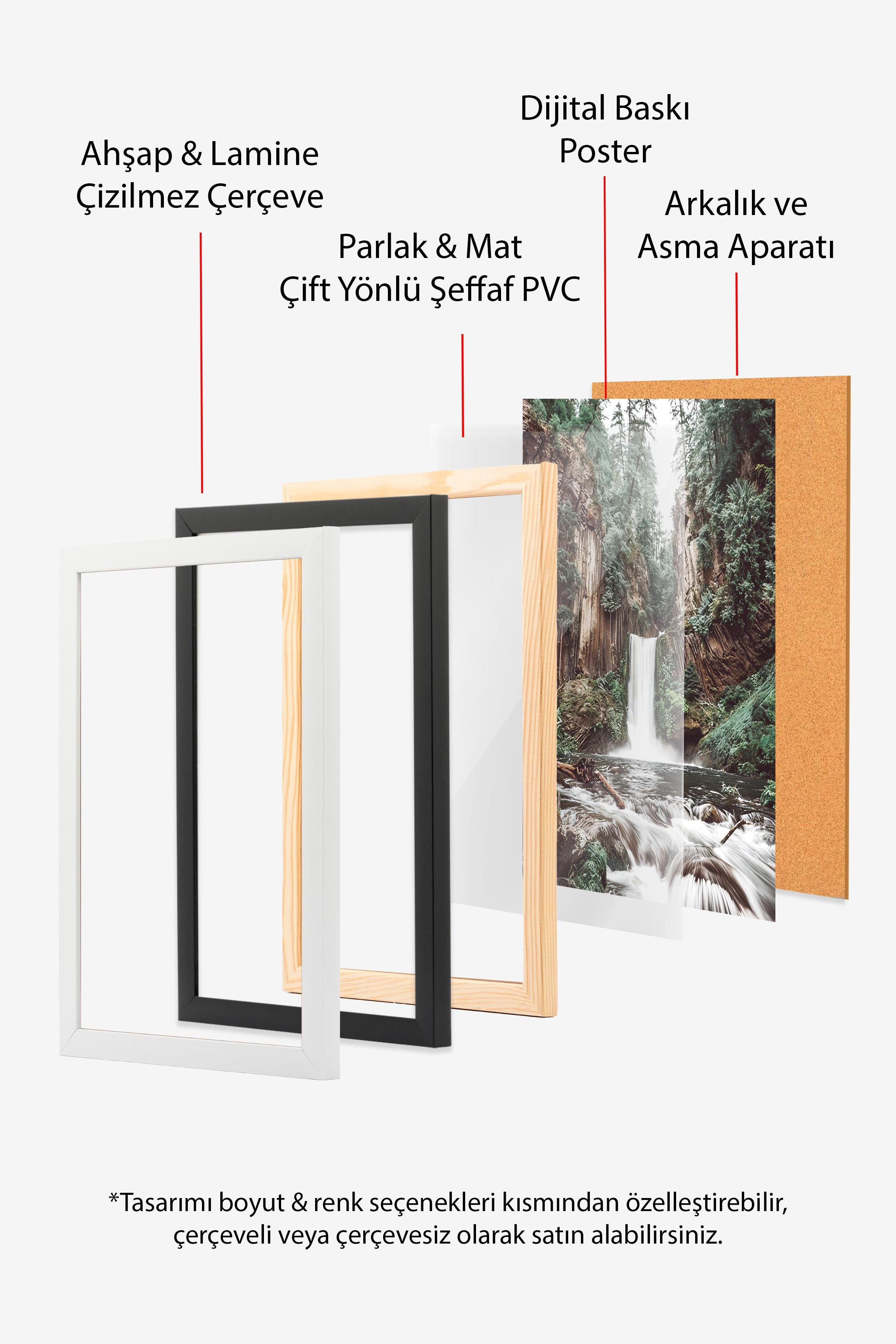 Ahşap Çerçeveli Tablo, Poster ve Çerçeve Seti, Hokusai - Peonies And Canary Comfort Serisi NO:108694