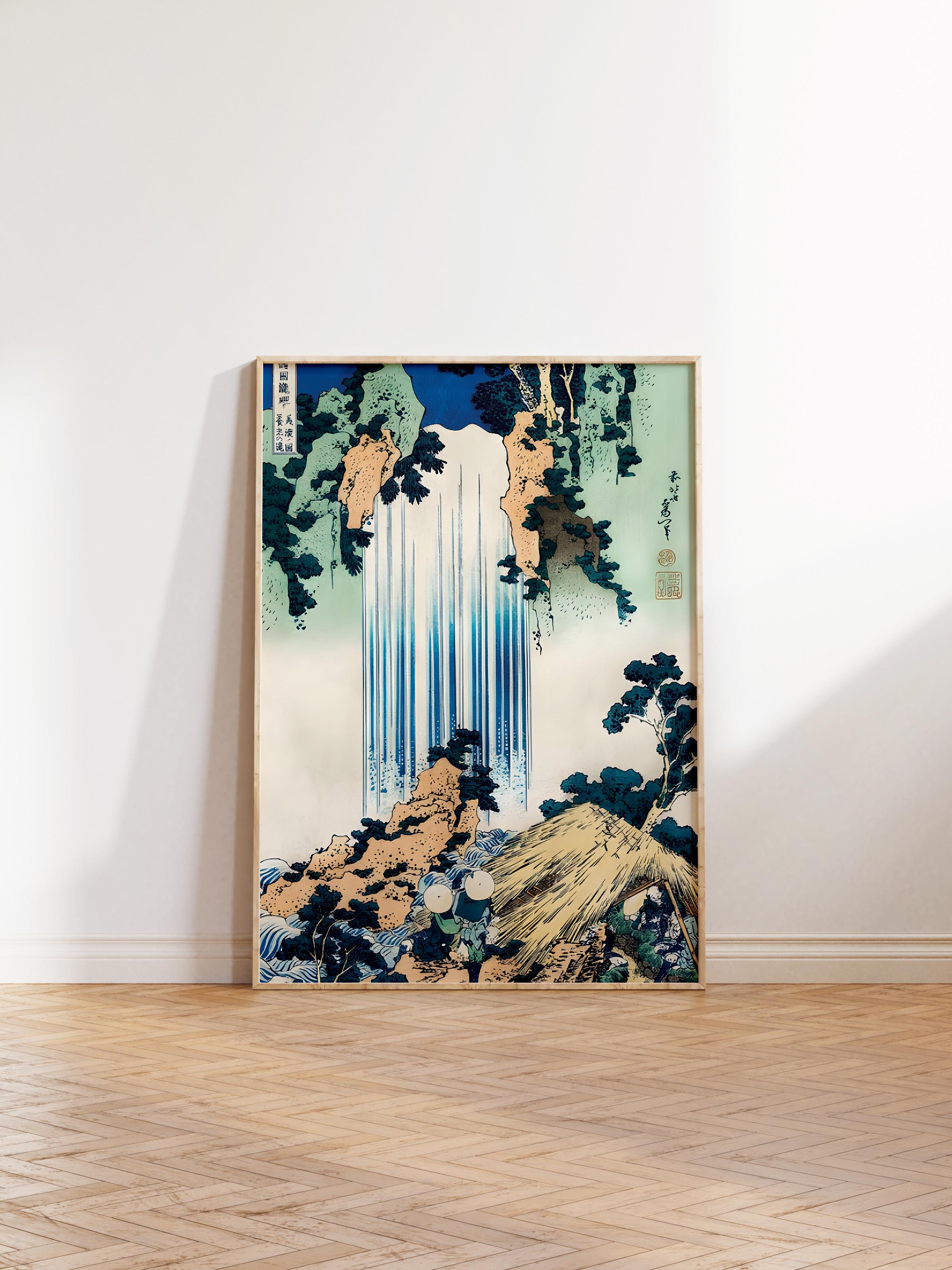 Ahşap Çerçeveli Tablo, Hokusai - Yōrō Waterfall In Mino Province Comfort Serisi NO:108717