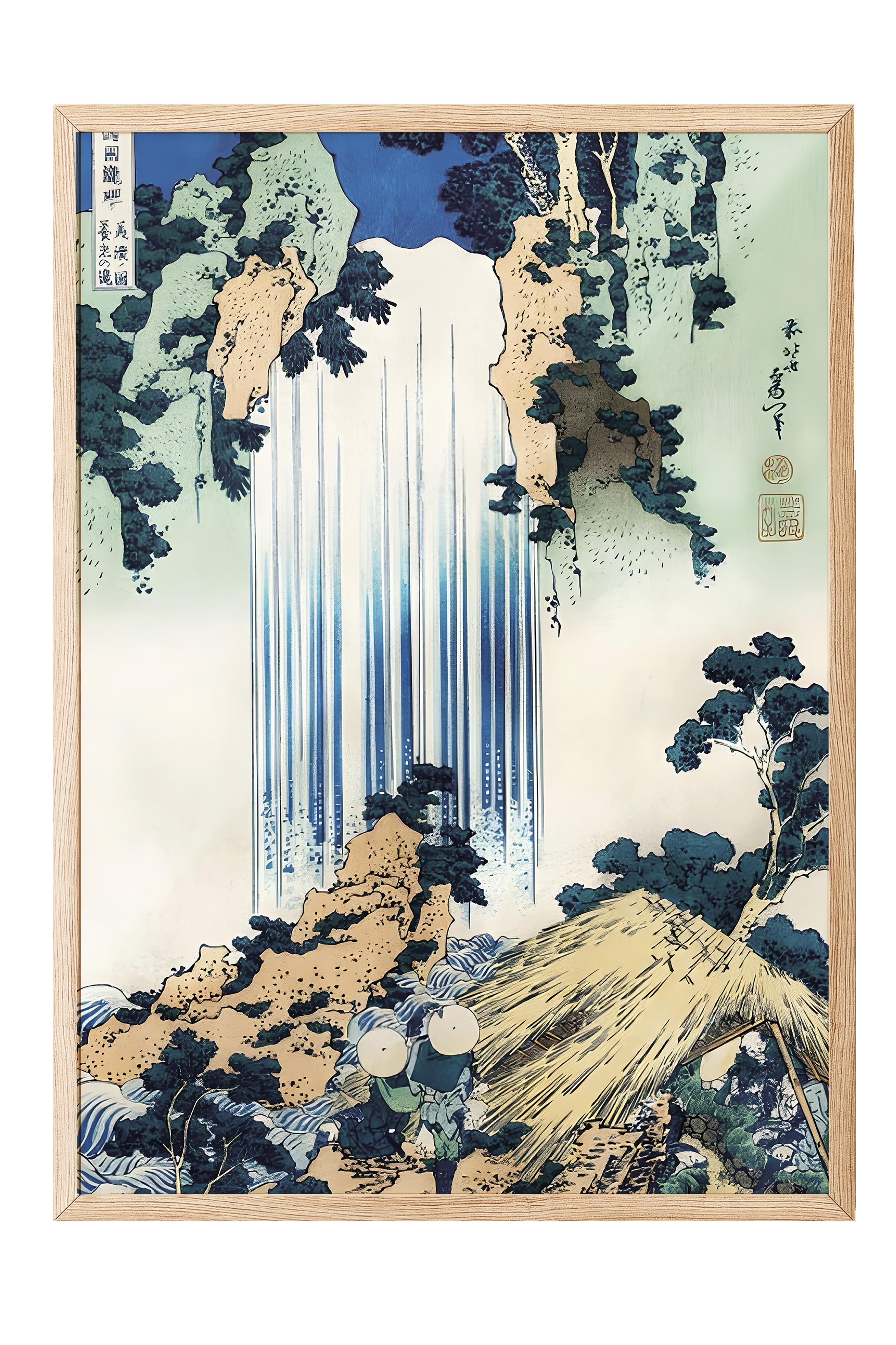 Ahşap Çerçeveli Tablo, Hokusai - Yōrō Waterfall In Mino Province Comfort Serisi NO:108717
