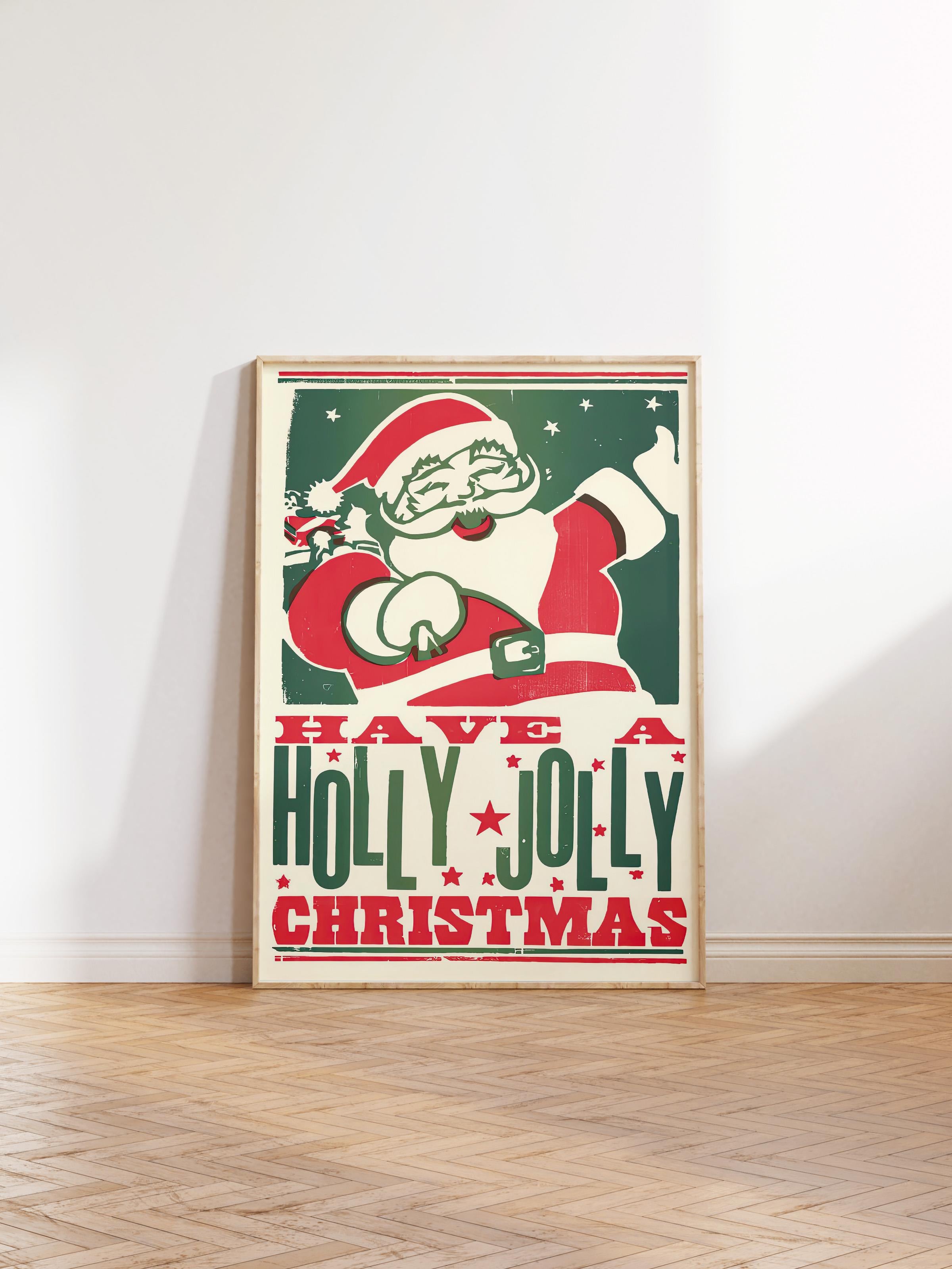 Ahşap Çerçeveli Tablo, Çerçeveli Yılbaşı Poster, Holly Jolly Christmas Comfort Serisi NO:108683
