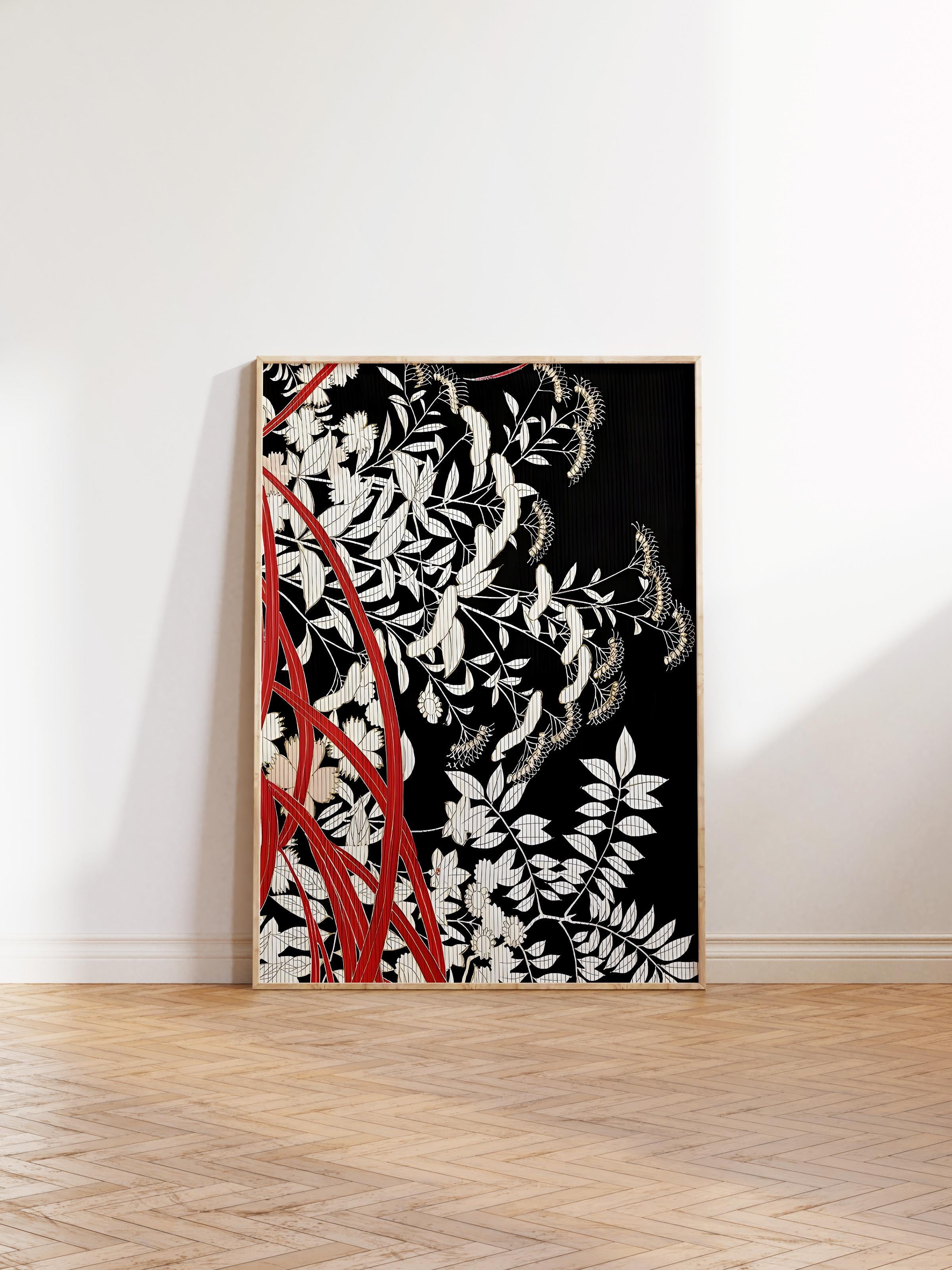 Ahşap Çerçeveli Tablo, Poster ve Çerçeve Seti, Japanese Flowers Comfort Serisi NO:108723