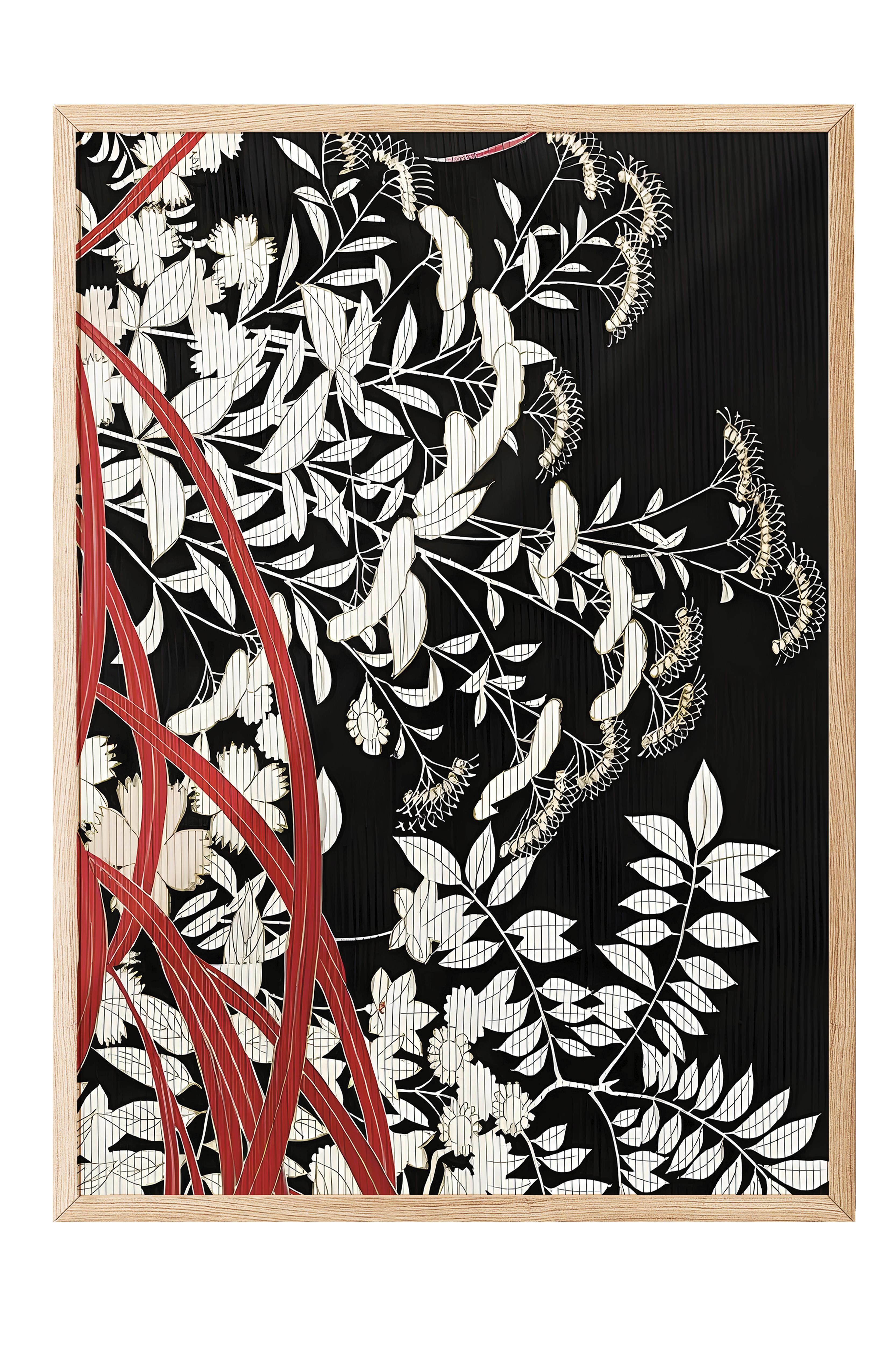 Ahşap Çerçeveli Tablo, Poster ve Çerçeve Seti, Japanese Flowers Comfort Serisi NO:108723