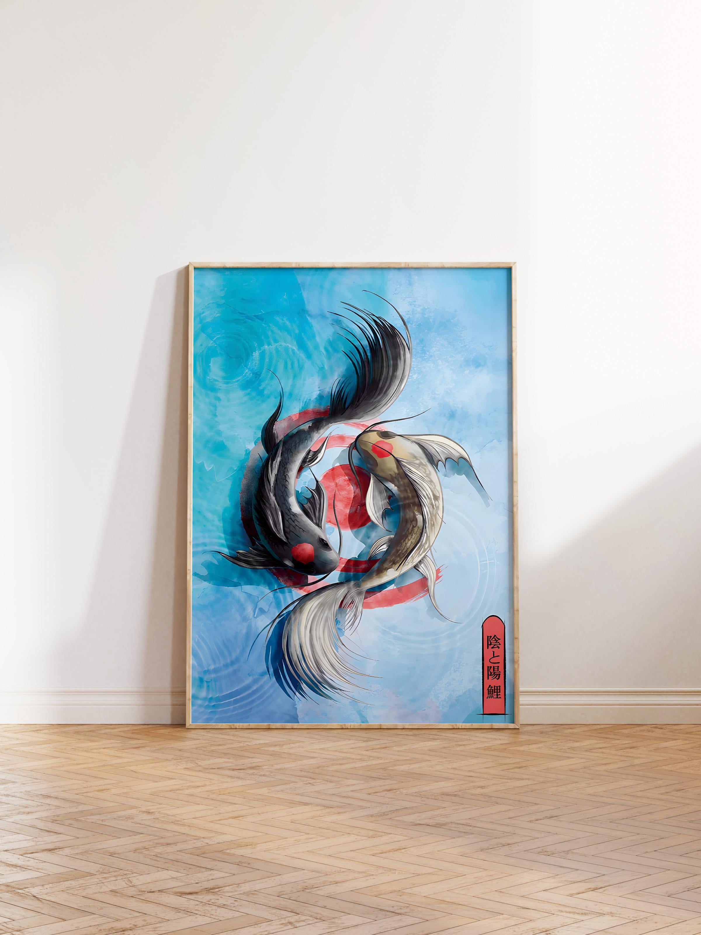 Ahşap Çerçeveli Tablo, Poster ve Çerçeve Seti, Light Koi Comfort Serisi NO:108695