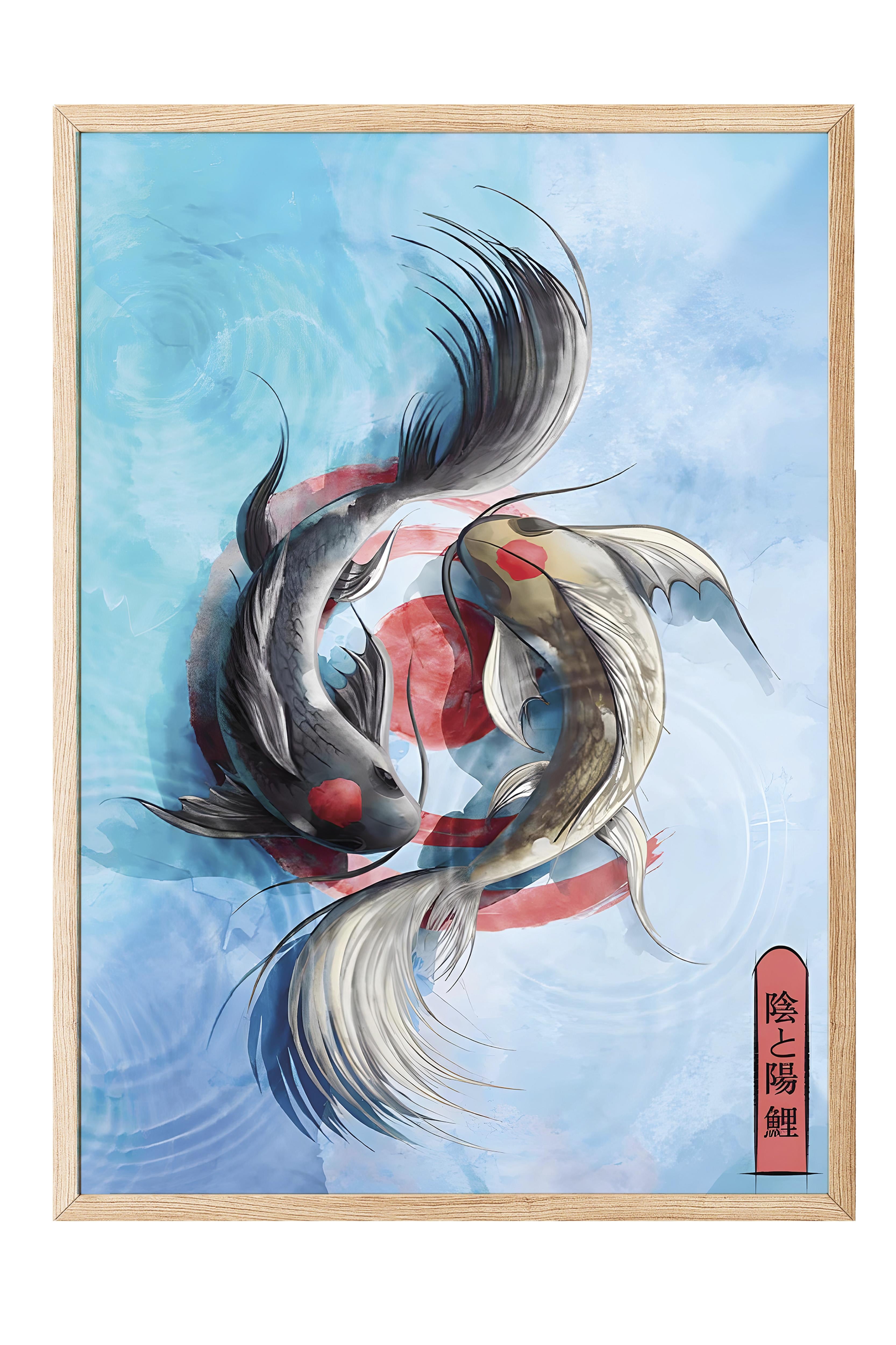 Ahşap Çerçeveli Tablo, Poster ve Çerçeve Seti, Light Koi Comfort Serisi NO:108695