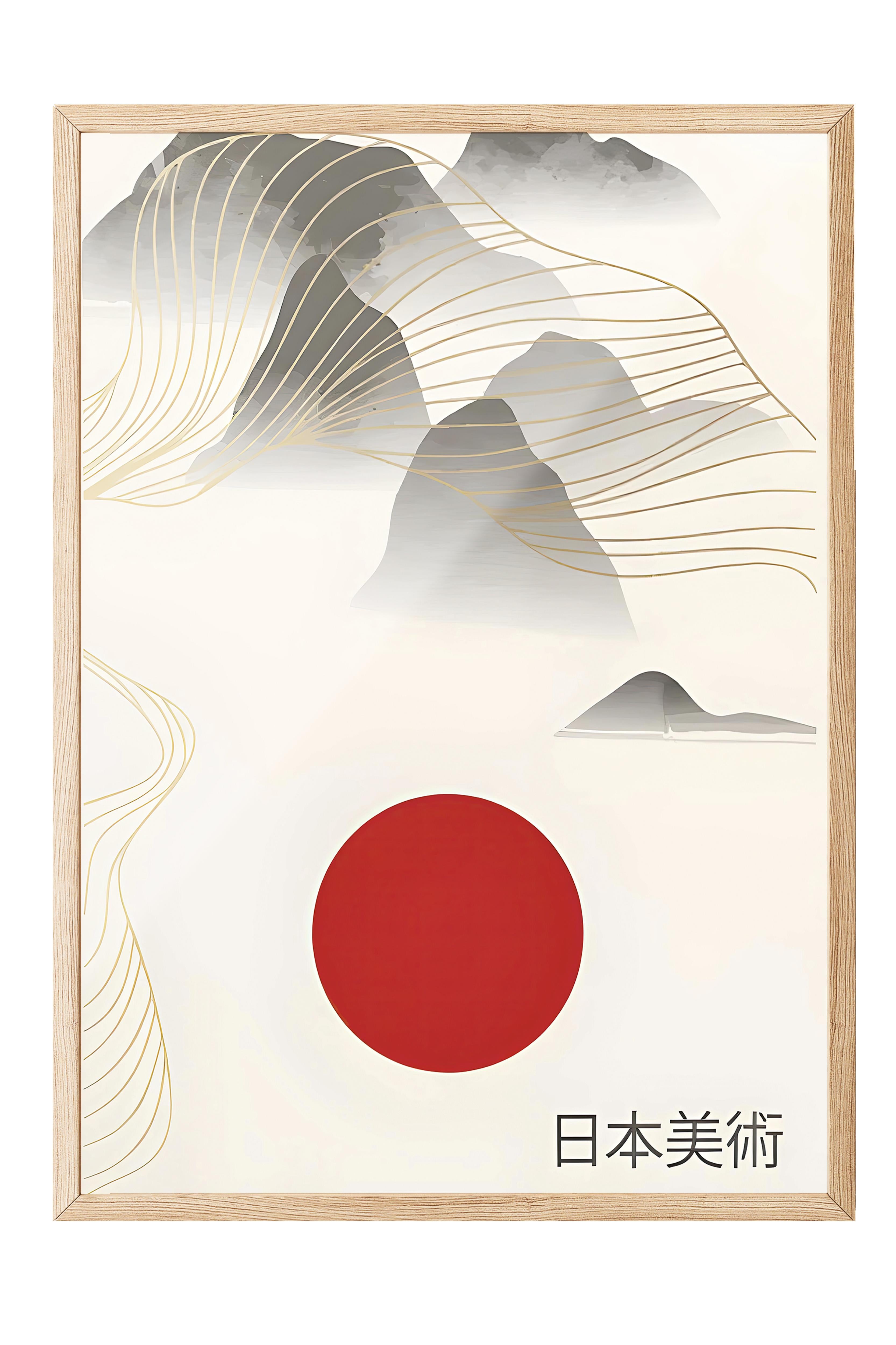 Ahşap Çerçeveli Tablo, Poster ve Çerçeve Seti, Mountains Japandi Comfort Serisi NO:108722