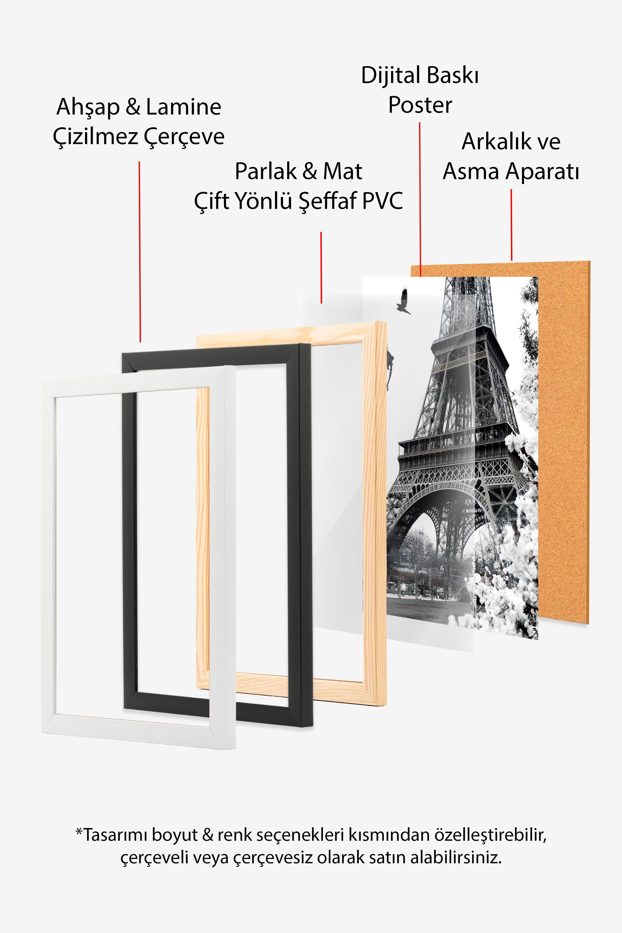 Ahşap Çerçeveli Tablo, Poster ve Çerçeve Seti, Ohara Koson - Bird On Branch Comfort Serisi NO:108712