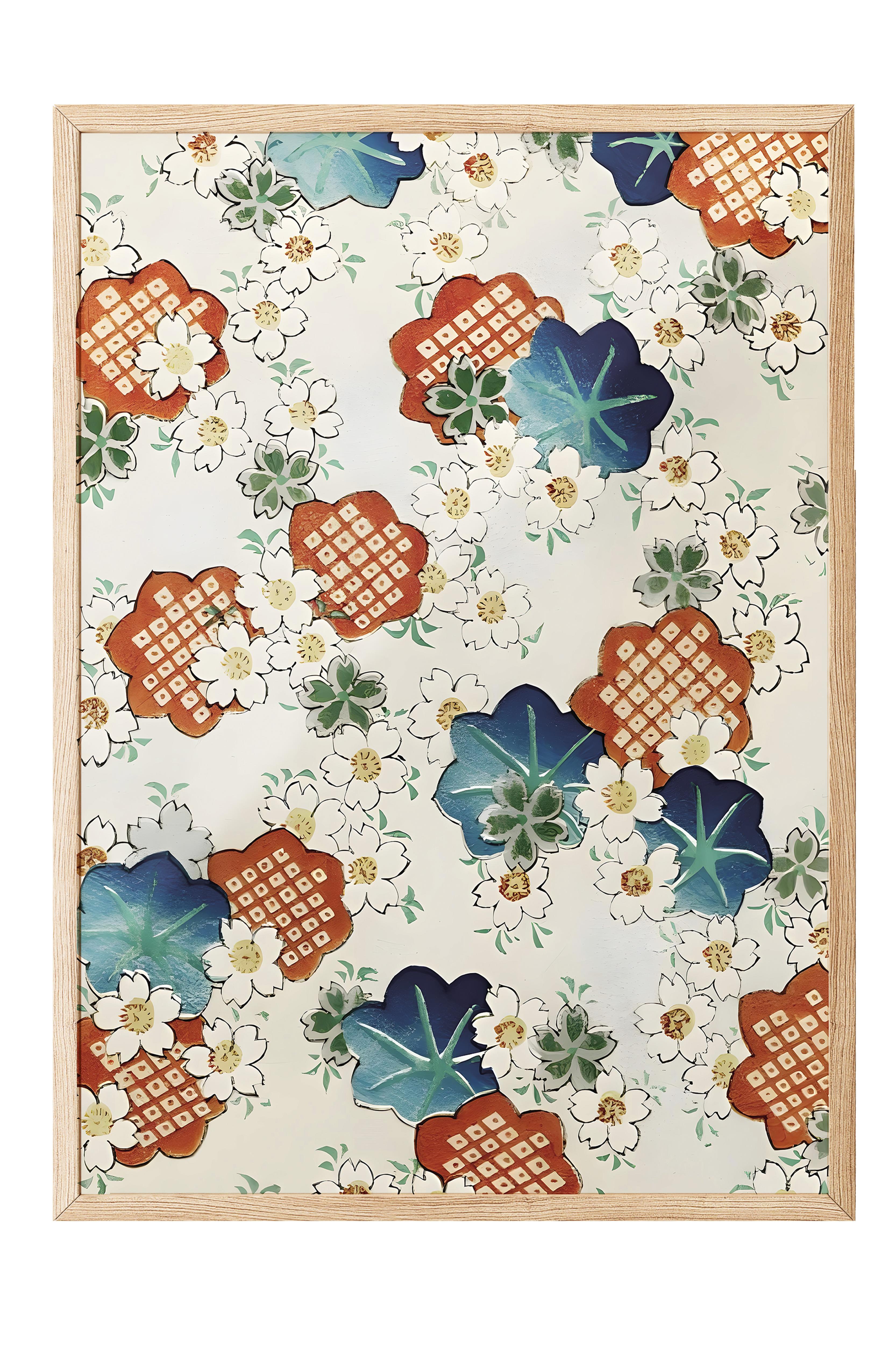 Ahşap Çerçeveli Tablo, Poster ve Çerçeve Seti, Watanabe Seitei - Floral Pattern Comfort Serisi NO:108696